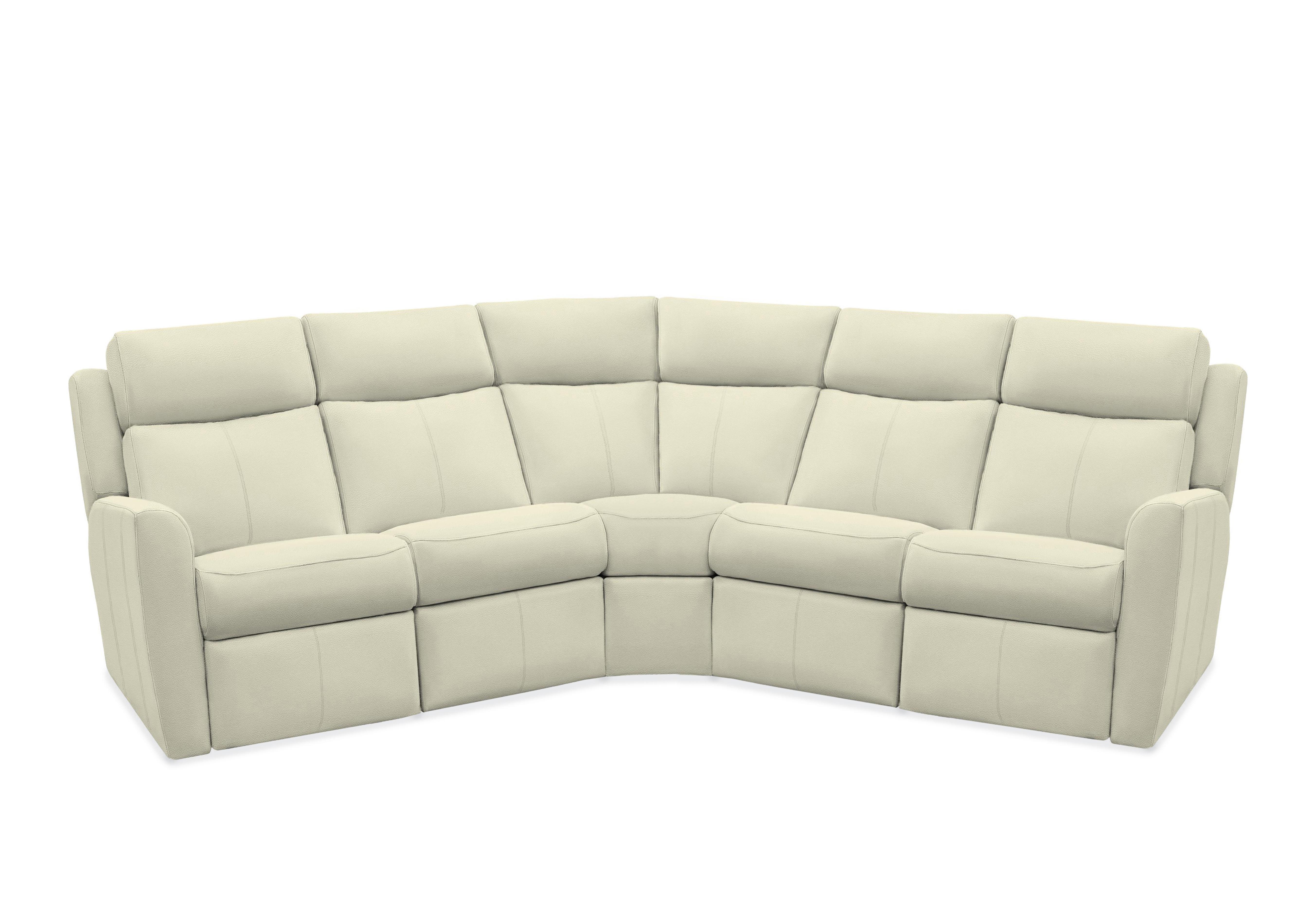 Wren Large Leather Corner Sofa in L840 Cambridge Chalk on Furniture Village