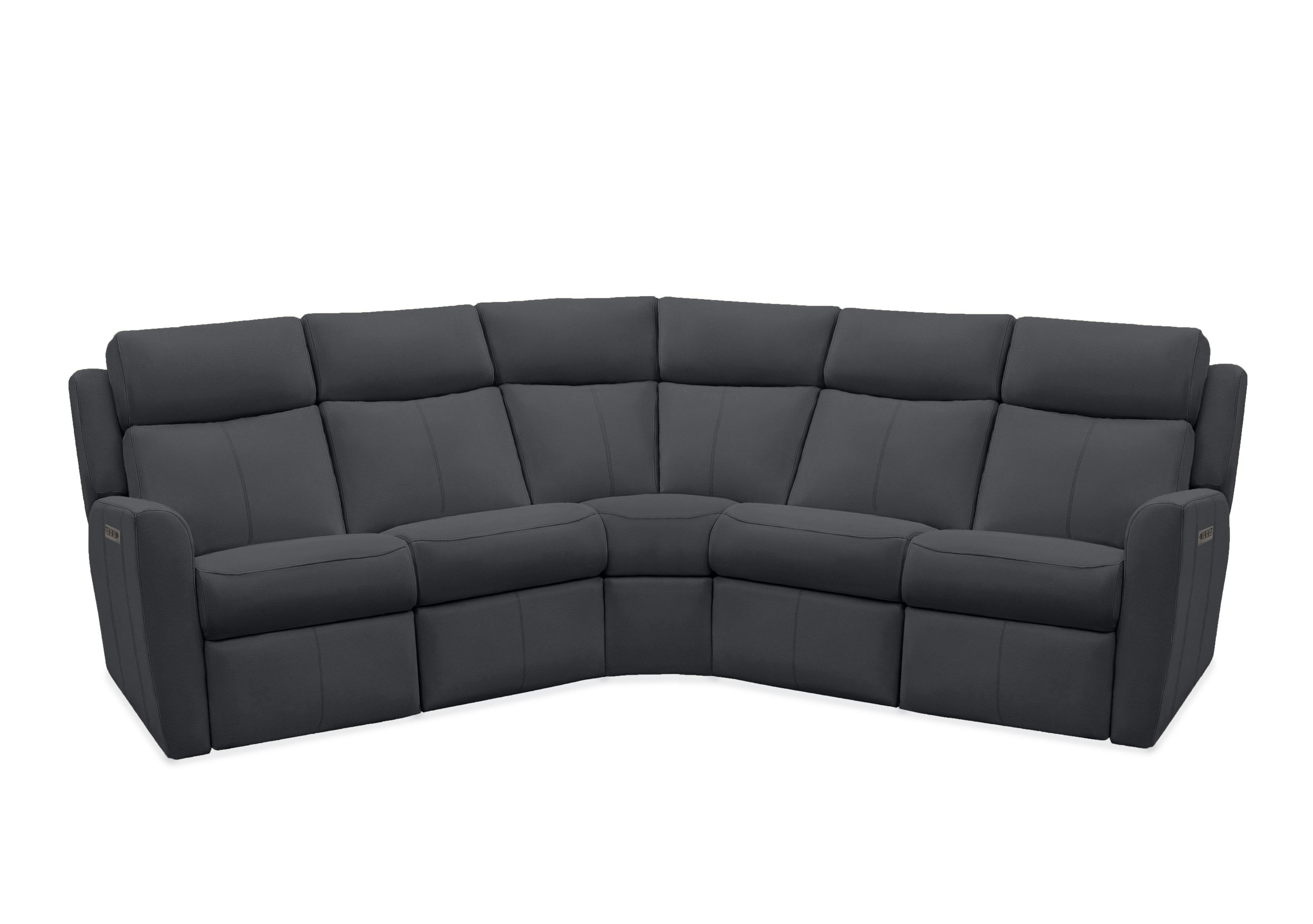 Wren Large Leather Corner Sofa in L852 Cambridge Petrol Blue on Furniture Village