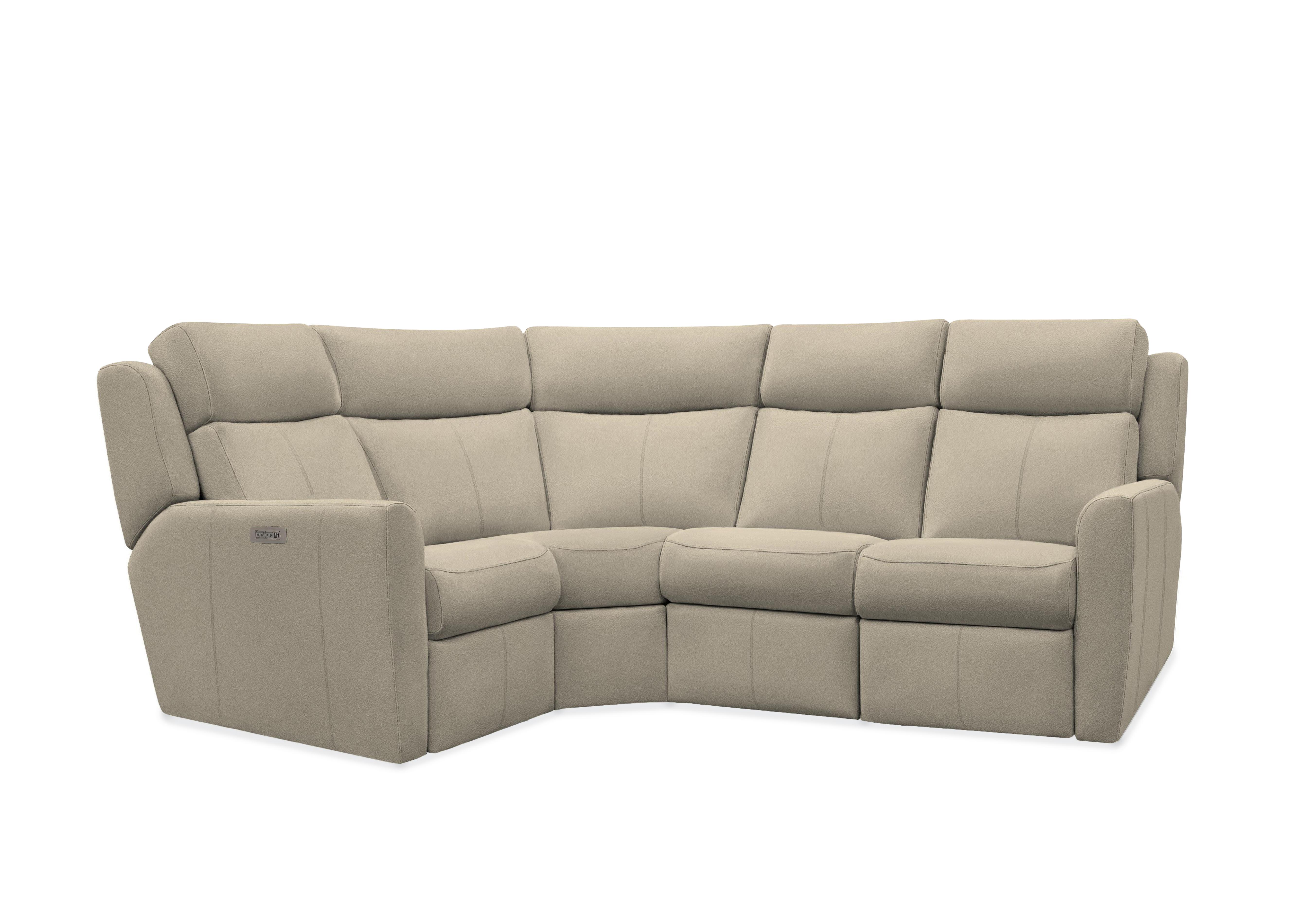 Wren Small Leather Corner Sofa in H001 Oxford Mushroom on Furniture Village