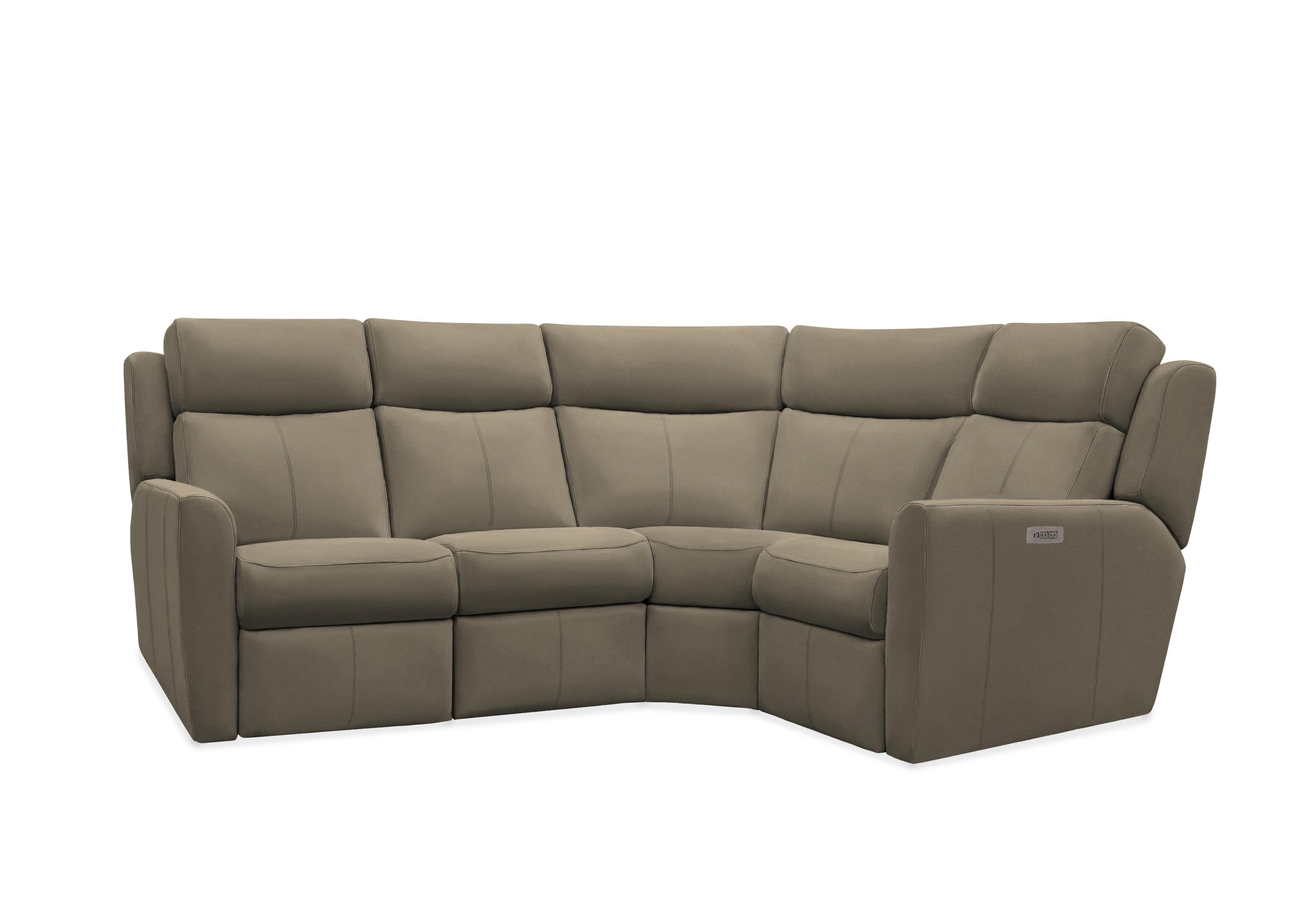 Wren Small Leather Corner Sofa in H009 Durham Mushroom on Furniture Village