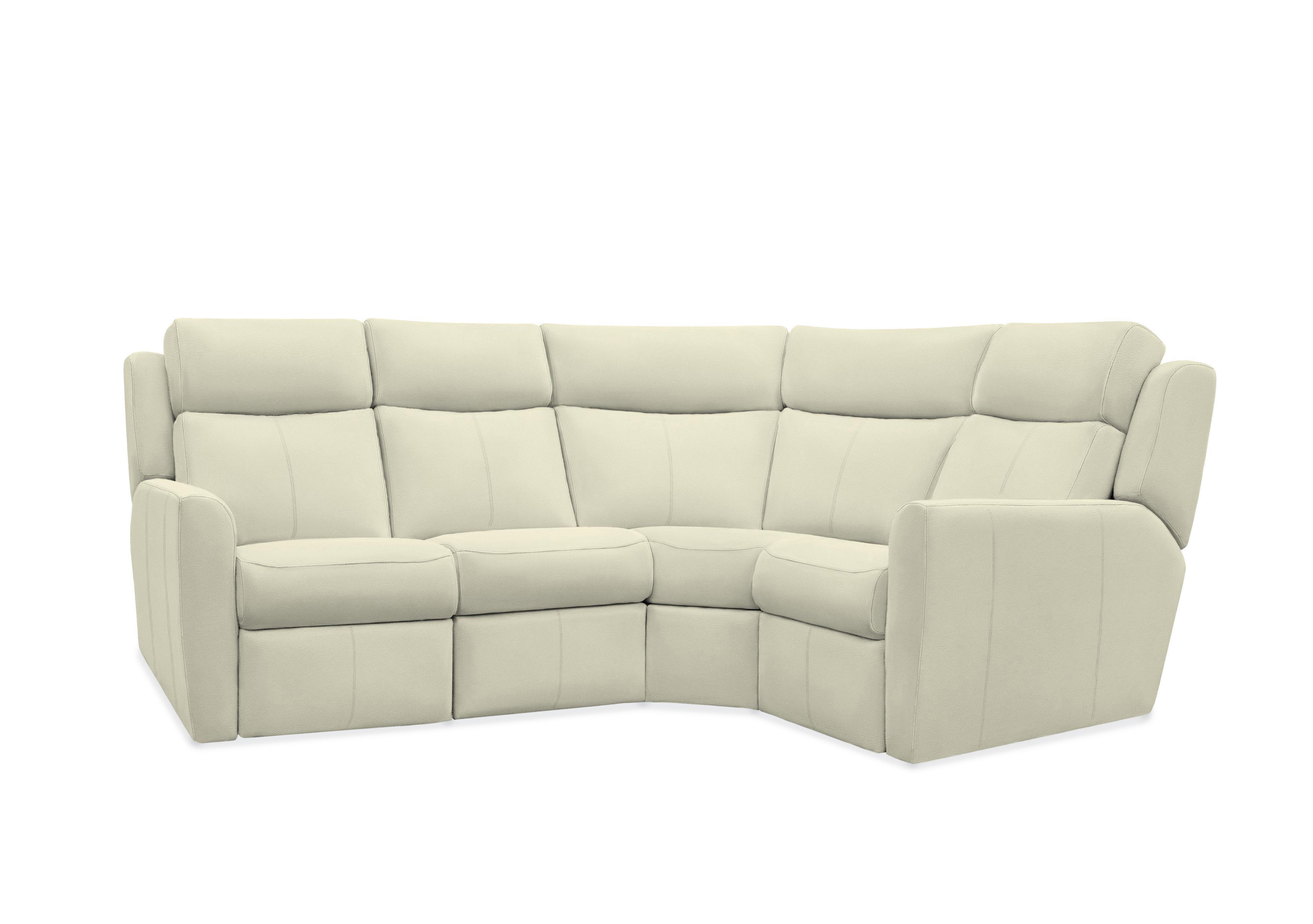 Wren Small Leather Corner Sofa in L840 Cambridge Chalk on Furniture Village