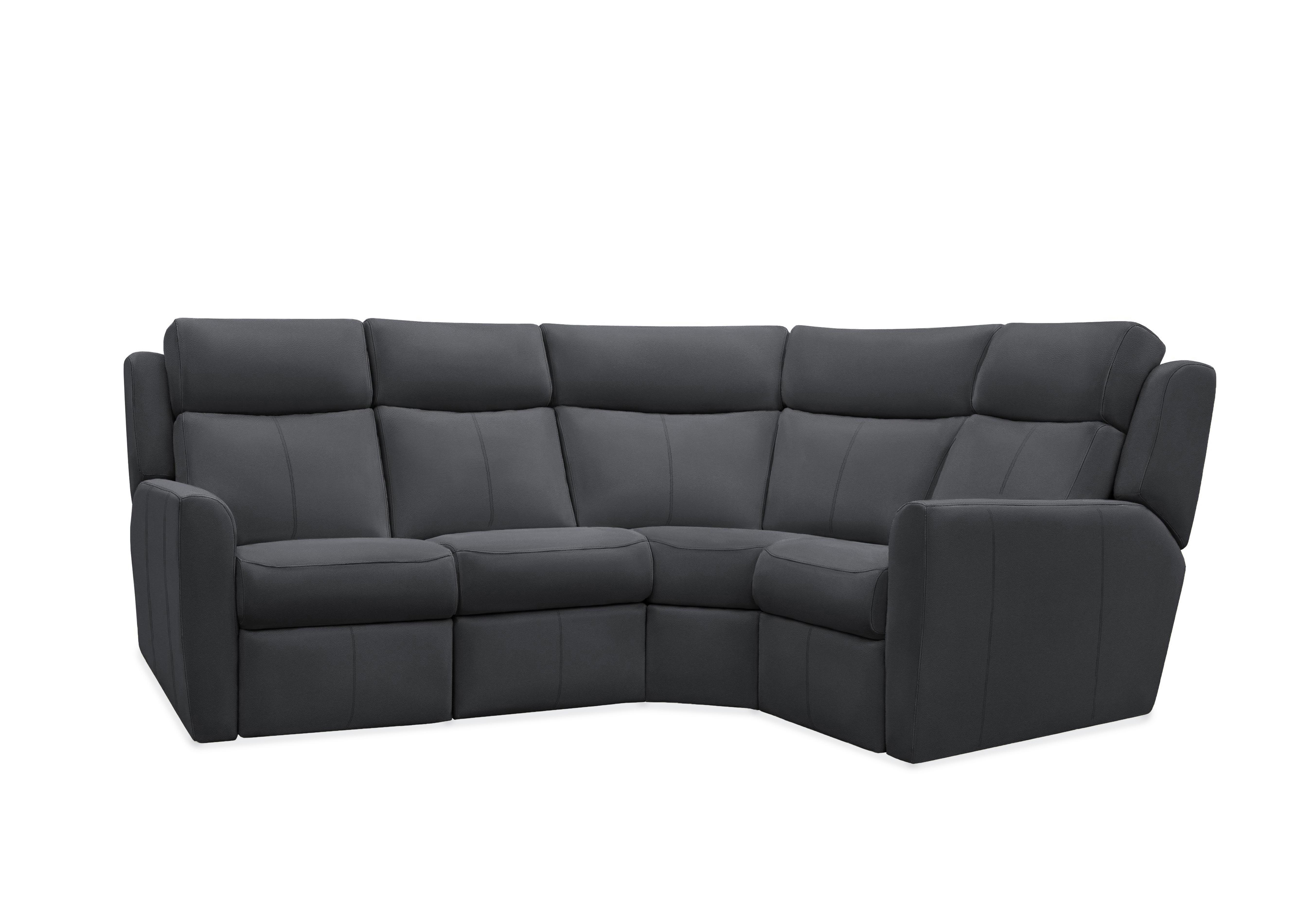 Wren Small Leather Corner Sofa in L852 Cambridge Petrol Blue on Furniture Village