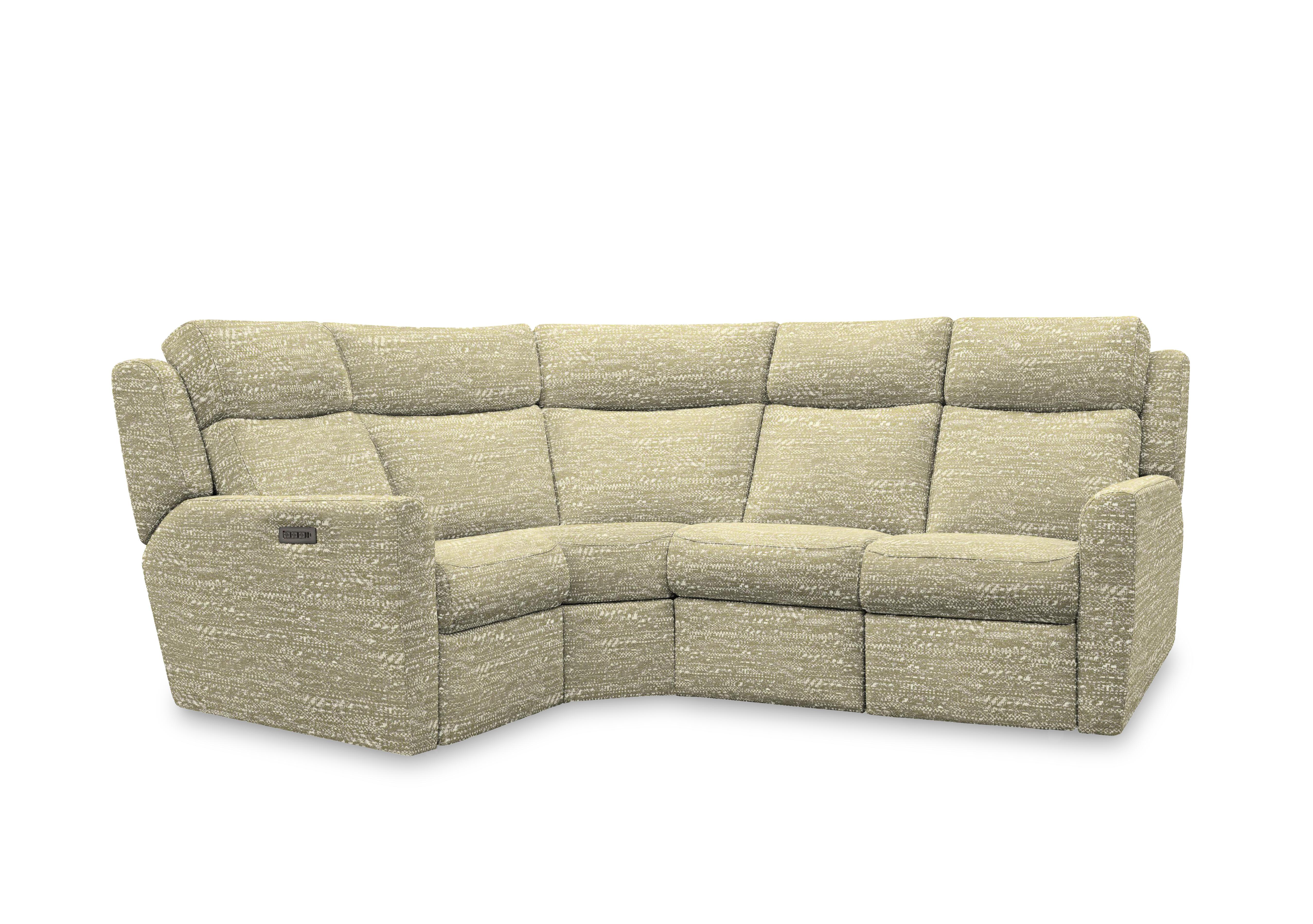 Wren Small Fabric Power Recliner Corner Sofa with Power Headrests and Power Lumbar in A048 Maddox Sea Breeze on Furniture Village