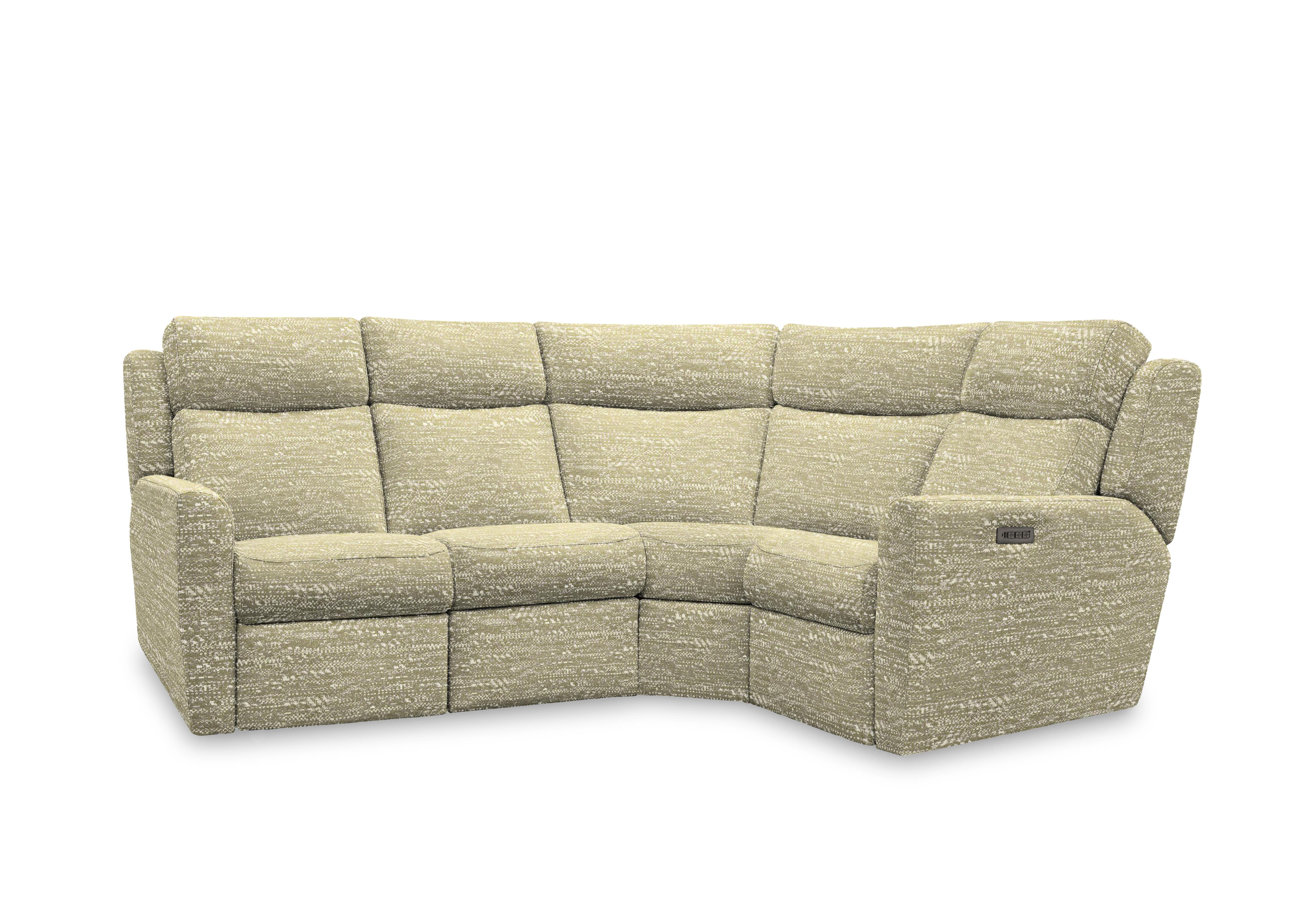 Wren Small Fabric Power Recliner Corner Sofa with Power Headrests and Power Lumbar in A048 Maddox Sea Breeze on Furniture Village