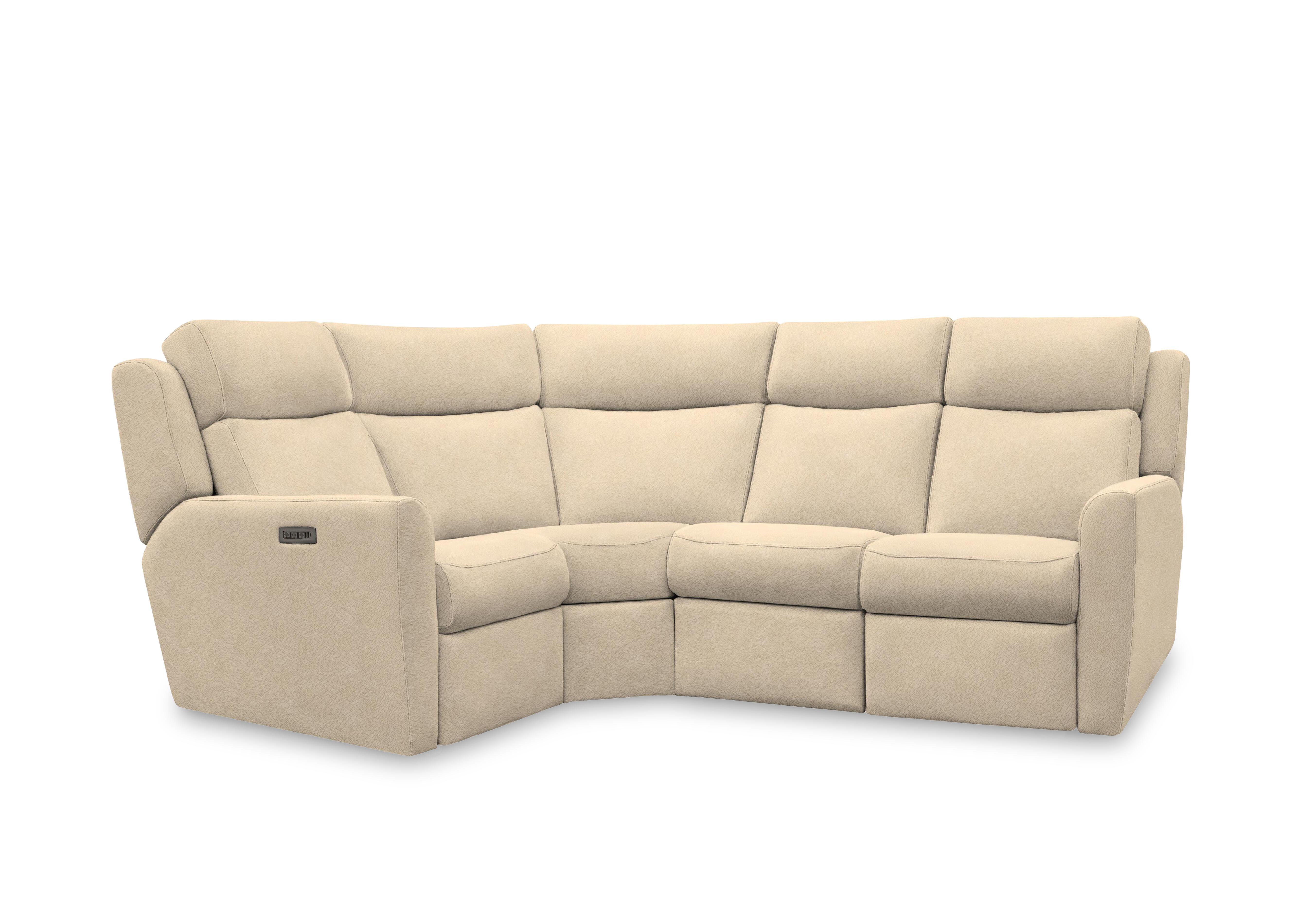 Wren Small Fabric Power Recliner Corner Sofa with Power Headrests and Power Lumbar in A122 Stingray Linen on Furniture Village