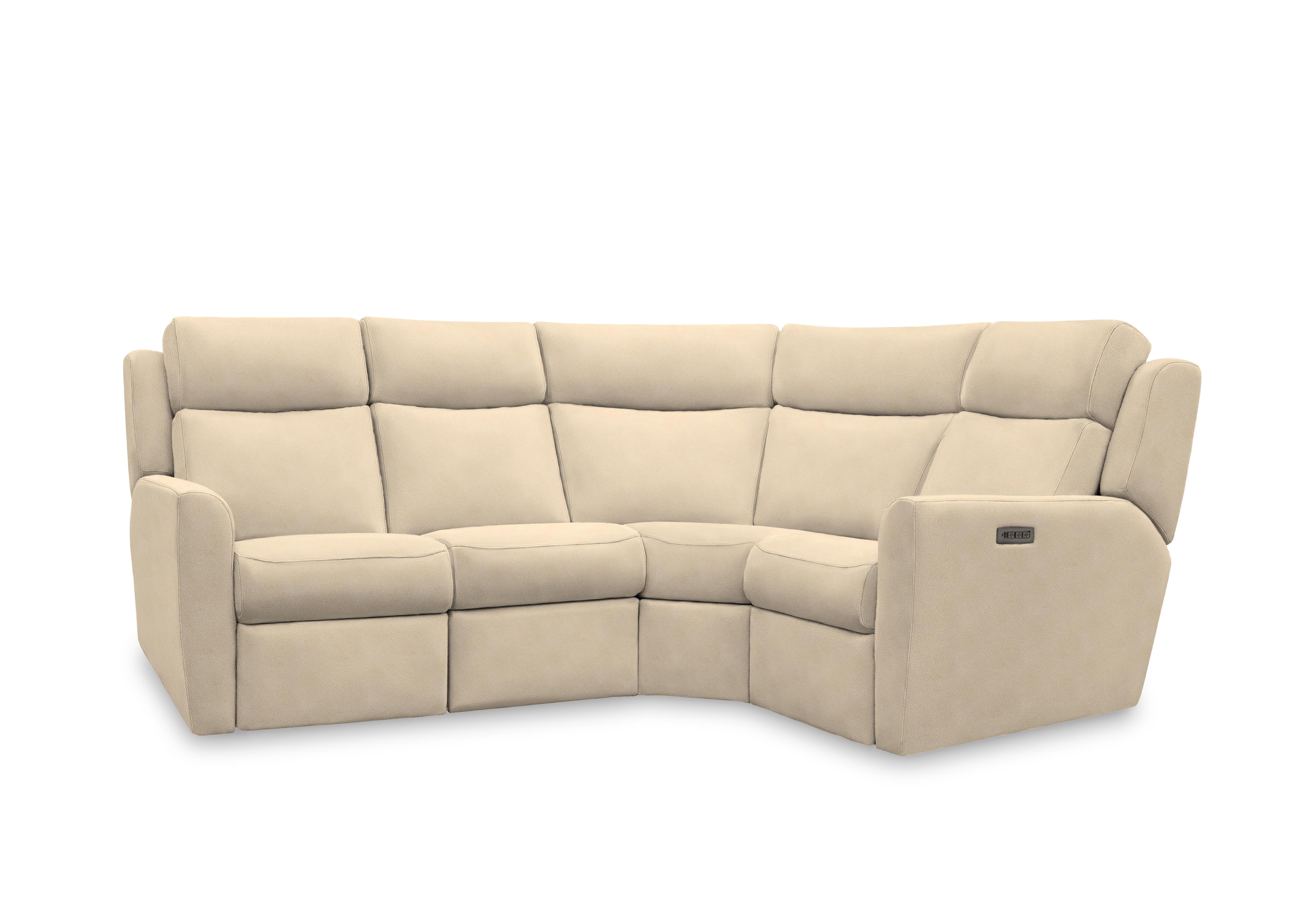Wren Small Fabric Power Recliner Corner Sofa with Power Headrests and Power Lumbar in A122 Stingray Linen on Furniture Village