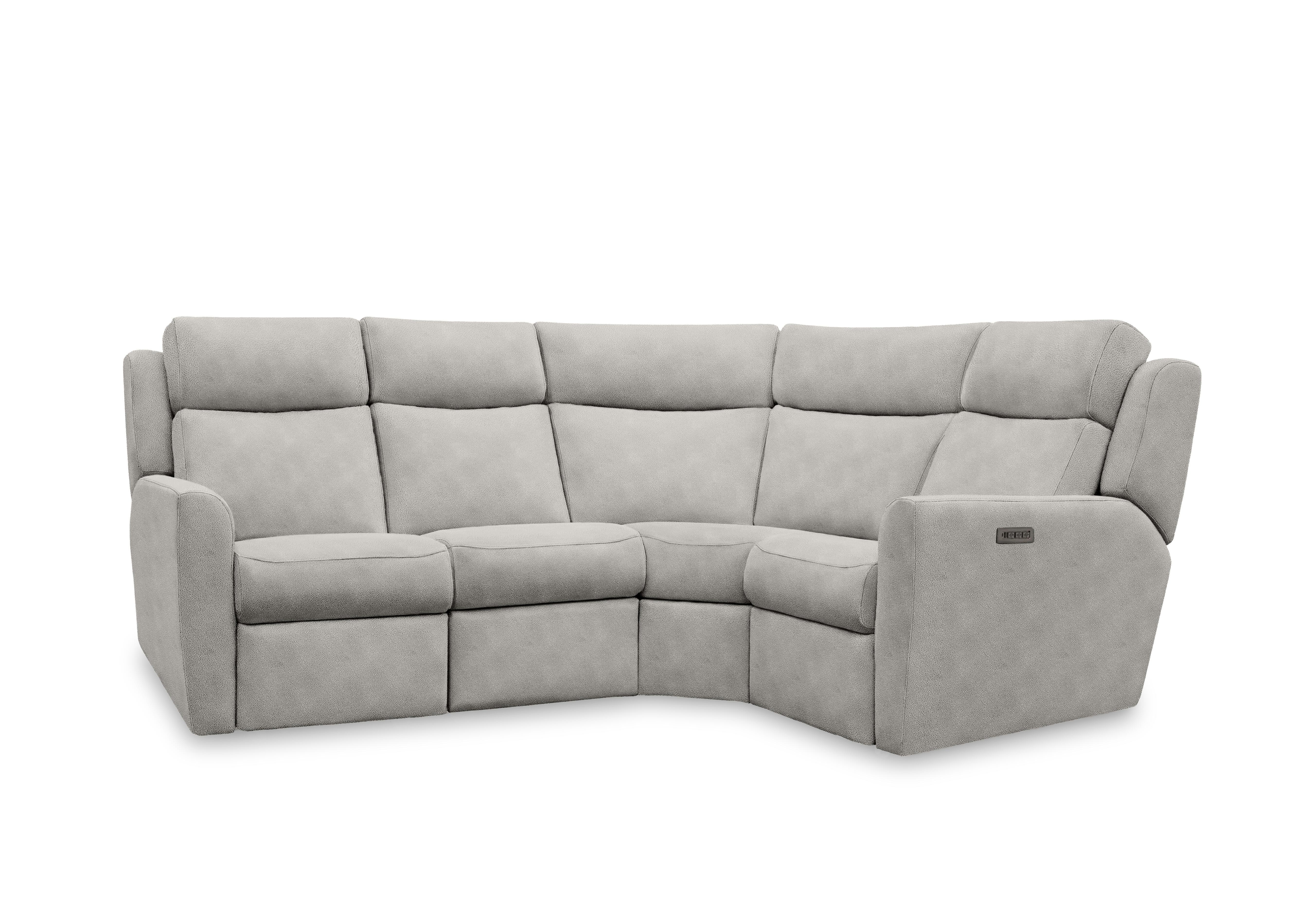 Wren Small Fabric Power Recliner Corner Sofa with Power Headrests and Power Lumbar in A123 Stingray Platinum on Furniture Village