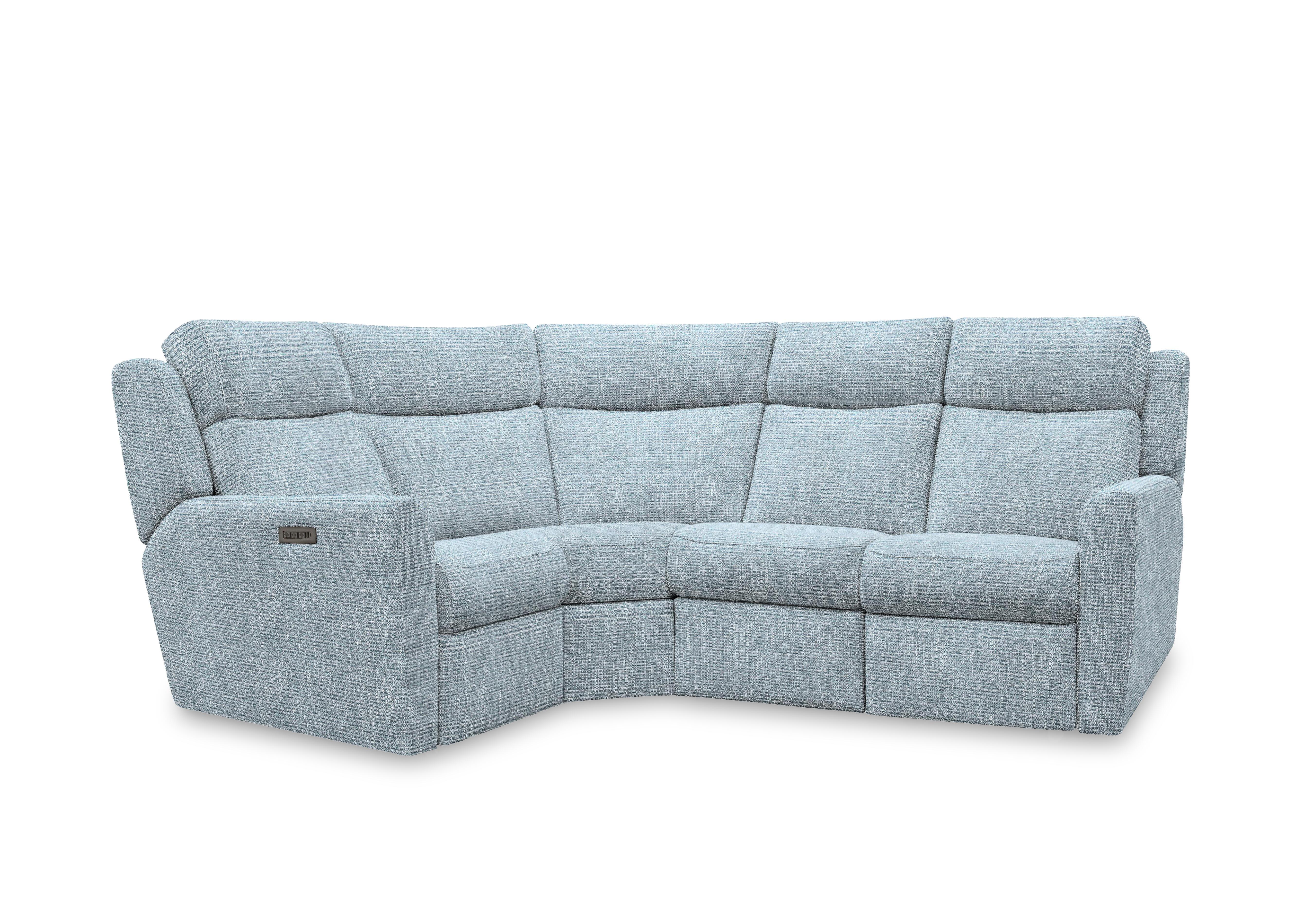 Wren Small Fabric Power Recliner Corner Sofa with Power Headrests and Power Lumbar in B133 Libby Sky on Furniture Village