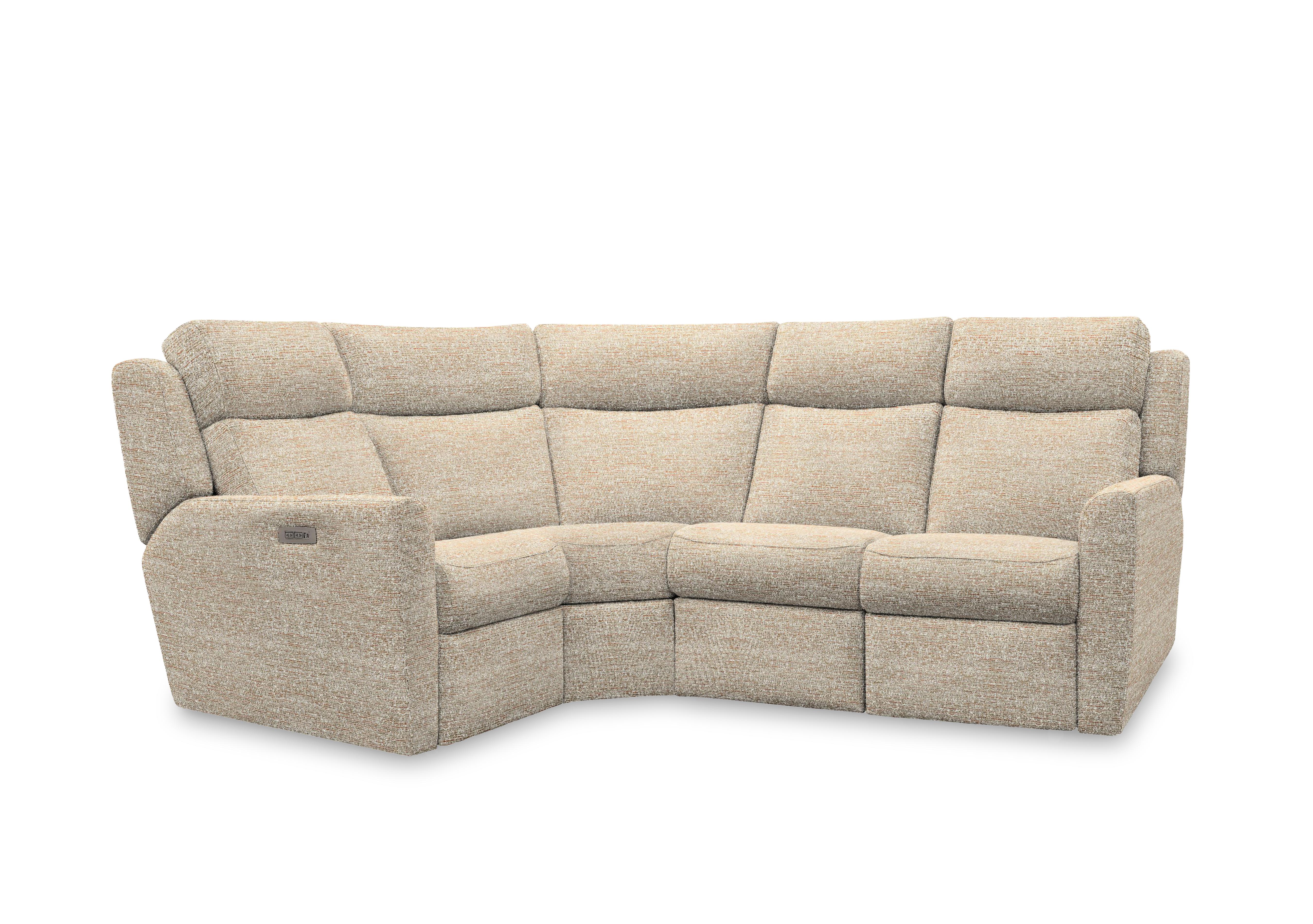 Wren Small Fabric Power Recliner Corner Sofa with Power Headrests and Power Lumbar in C030 Kampala Beige on Furniture Village