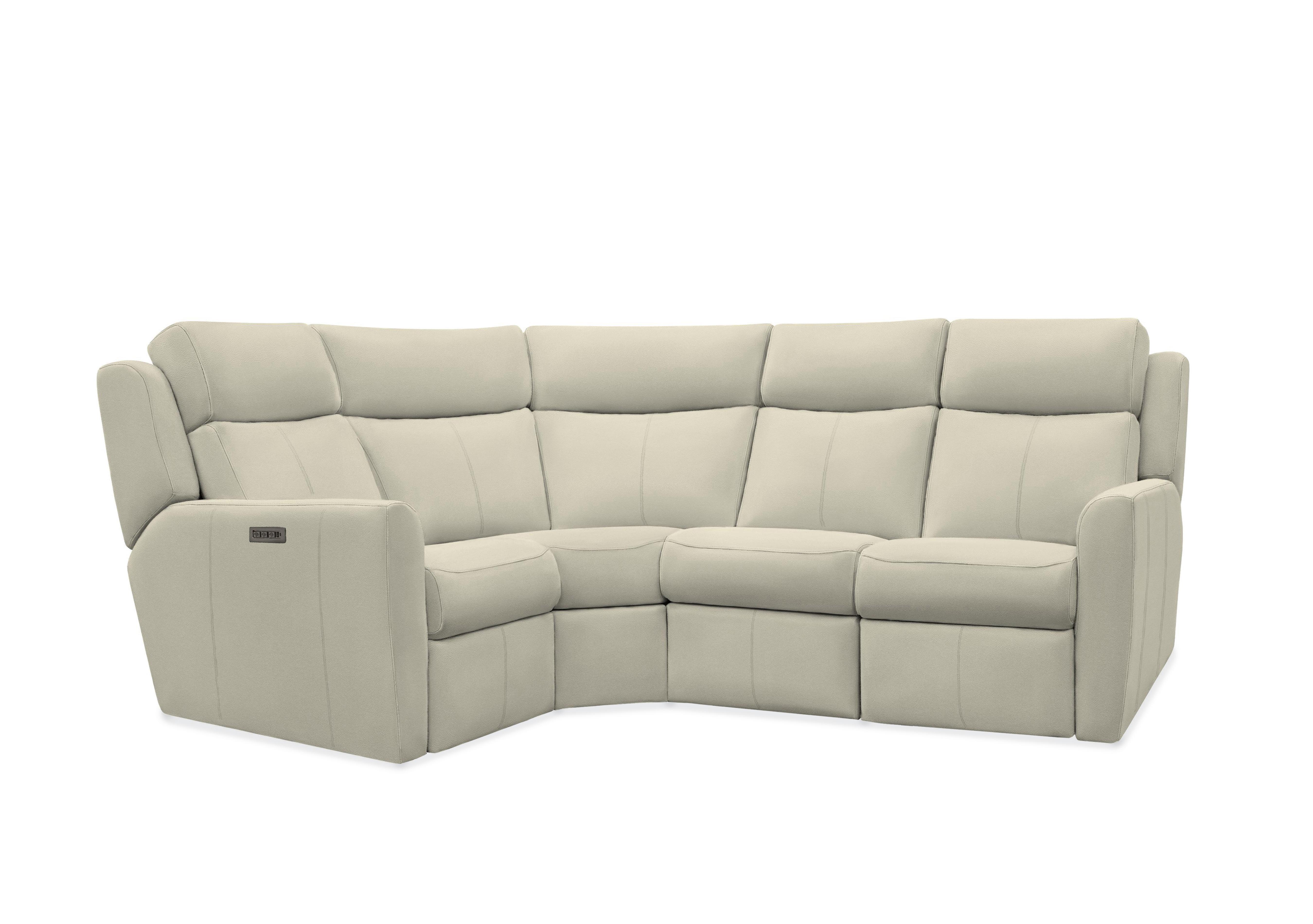 Wren Small Leather Power Recliner Corner Sofa with Power Headrests and Power Lumbar in H012 Durham Olive on Furniture Village
