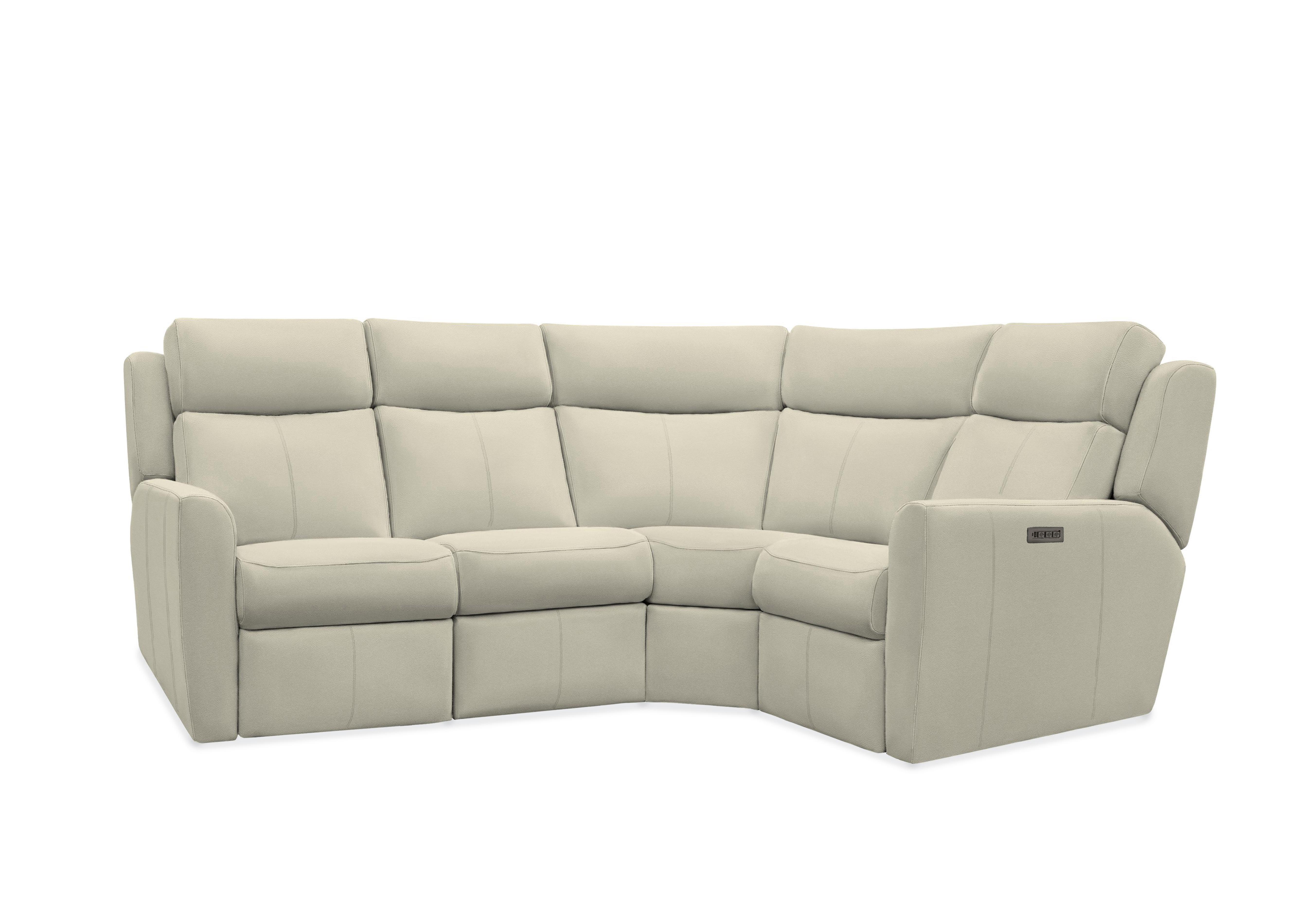Wren Small Leather Power Recliner Corner Sofa with Power Headrests and Power Lumbar in H012 Durham Olive on Furniture Village