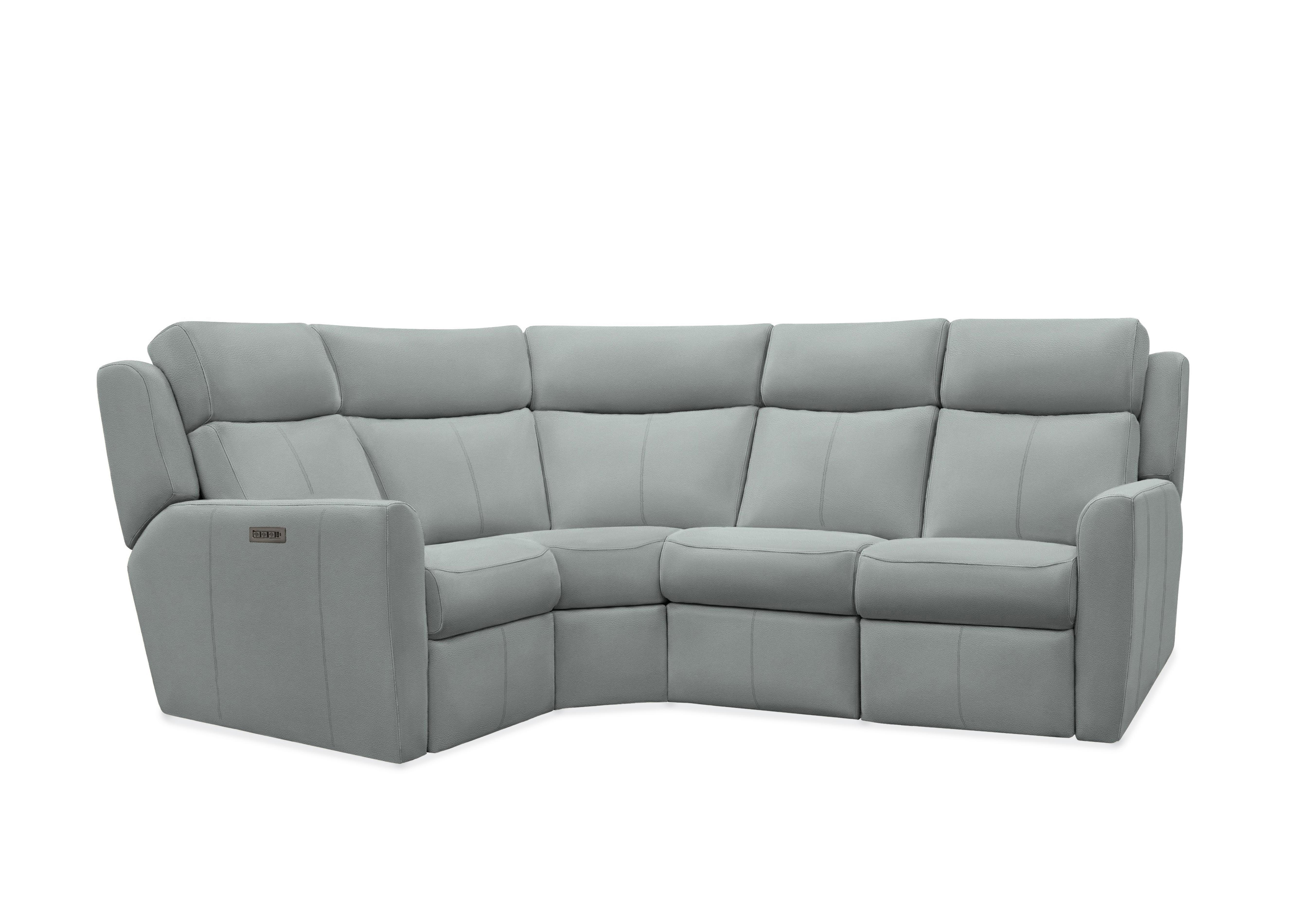 Wren Small Leather Power Recliner Corner Sofa with Power Headrests and Power Lumbar in L842 Cambridge Grey on Furniture Village