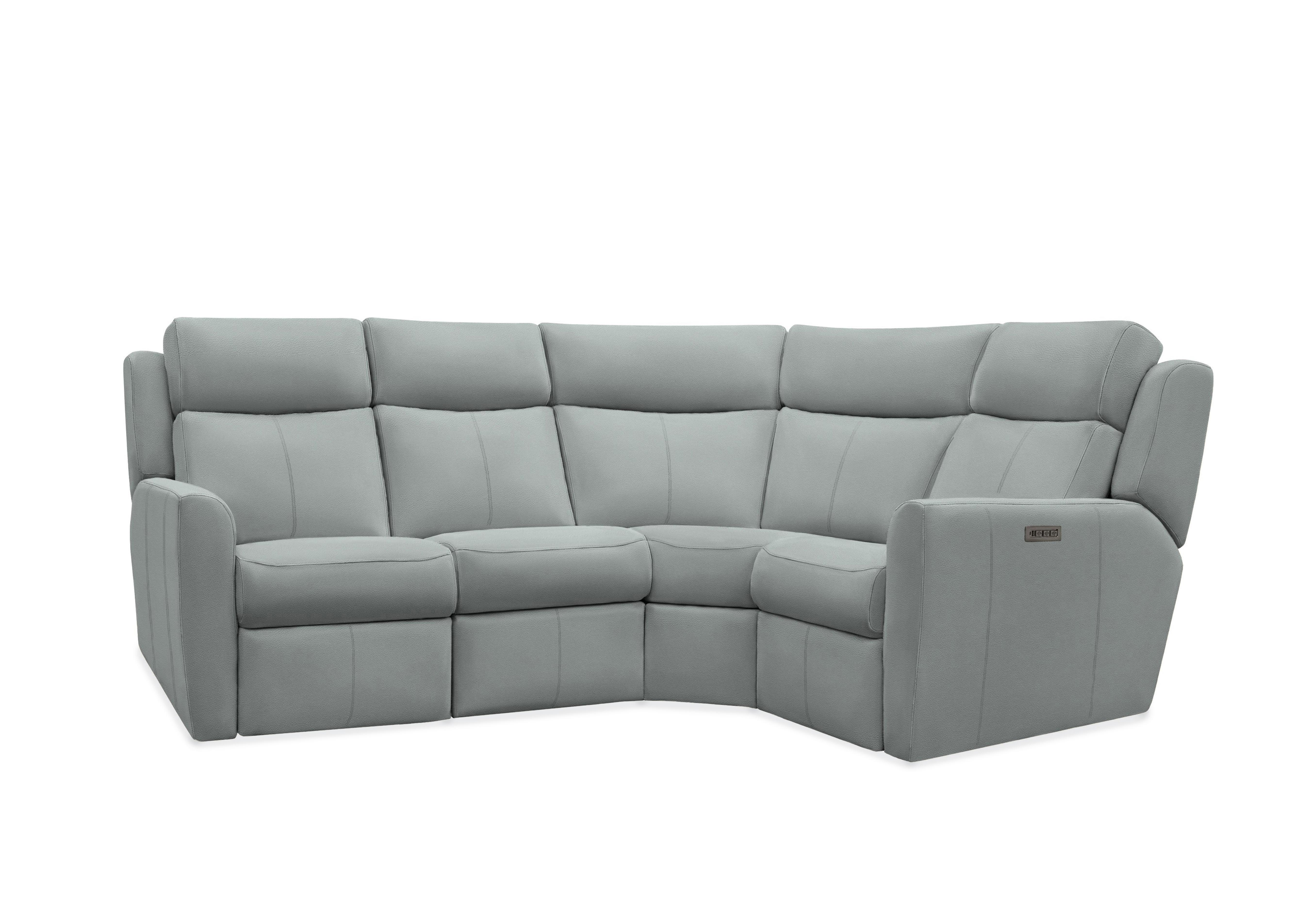 Wren Small Leather Power Recliner Corner Sofa with Power Headrests and Power Lumbar in L842 Cambridge Grey on Furniture Village