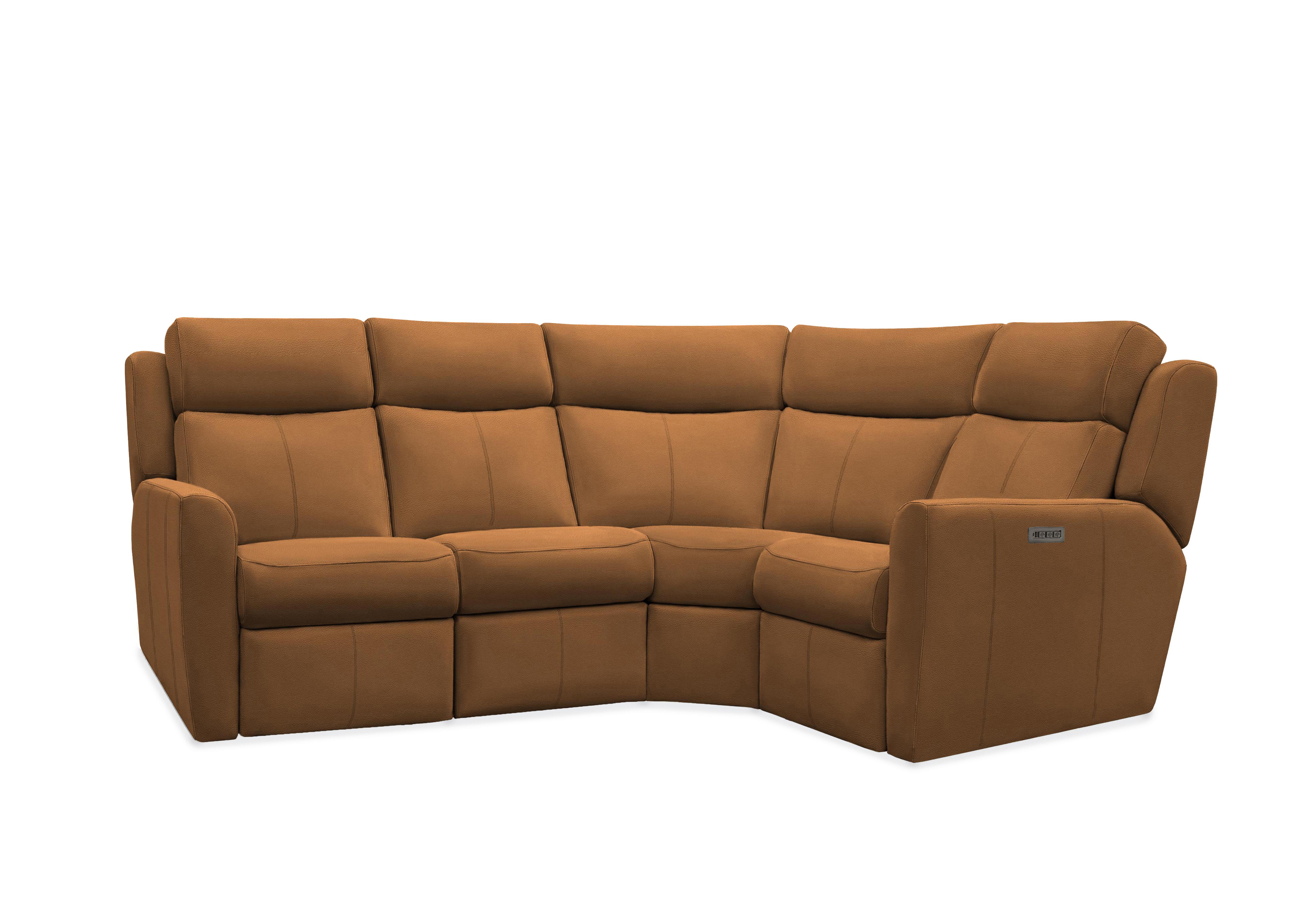 Wren Small Leather Power Recliner Corner Sofa with Power Headrests and Power Lumbar in L847 Cambridge Tan on Furniture Village