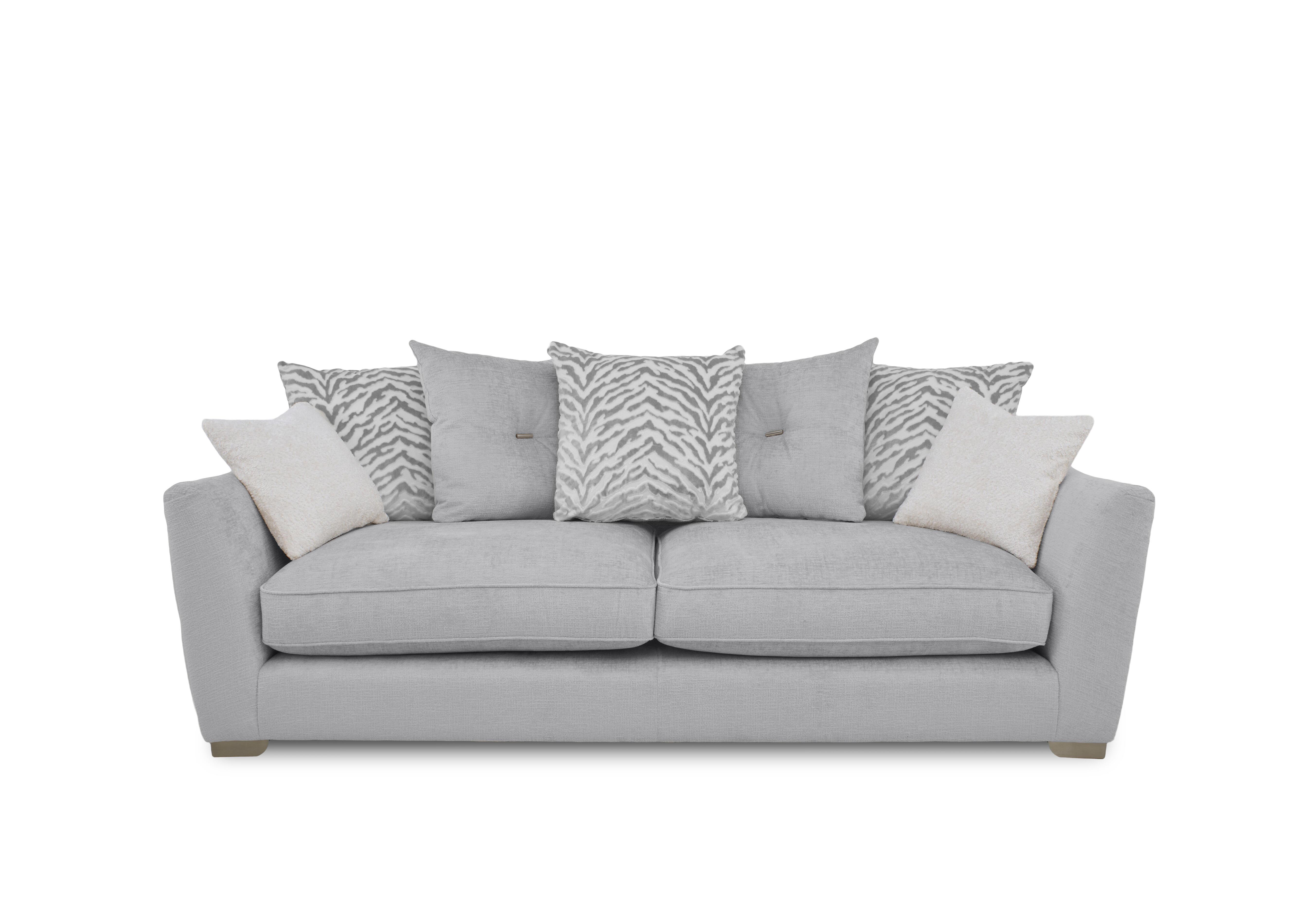 Boujee 4 Seater Scatter Back Sofa in Lustro Silver Ct on Furniture Village