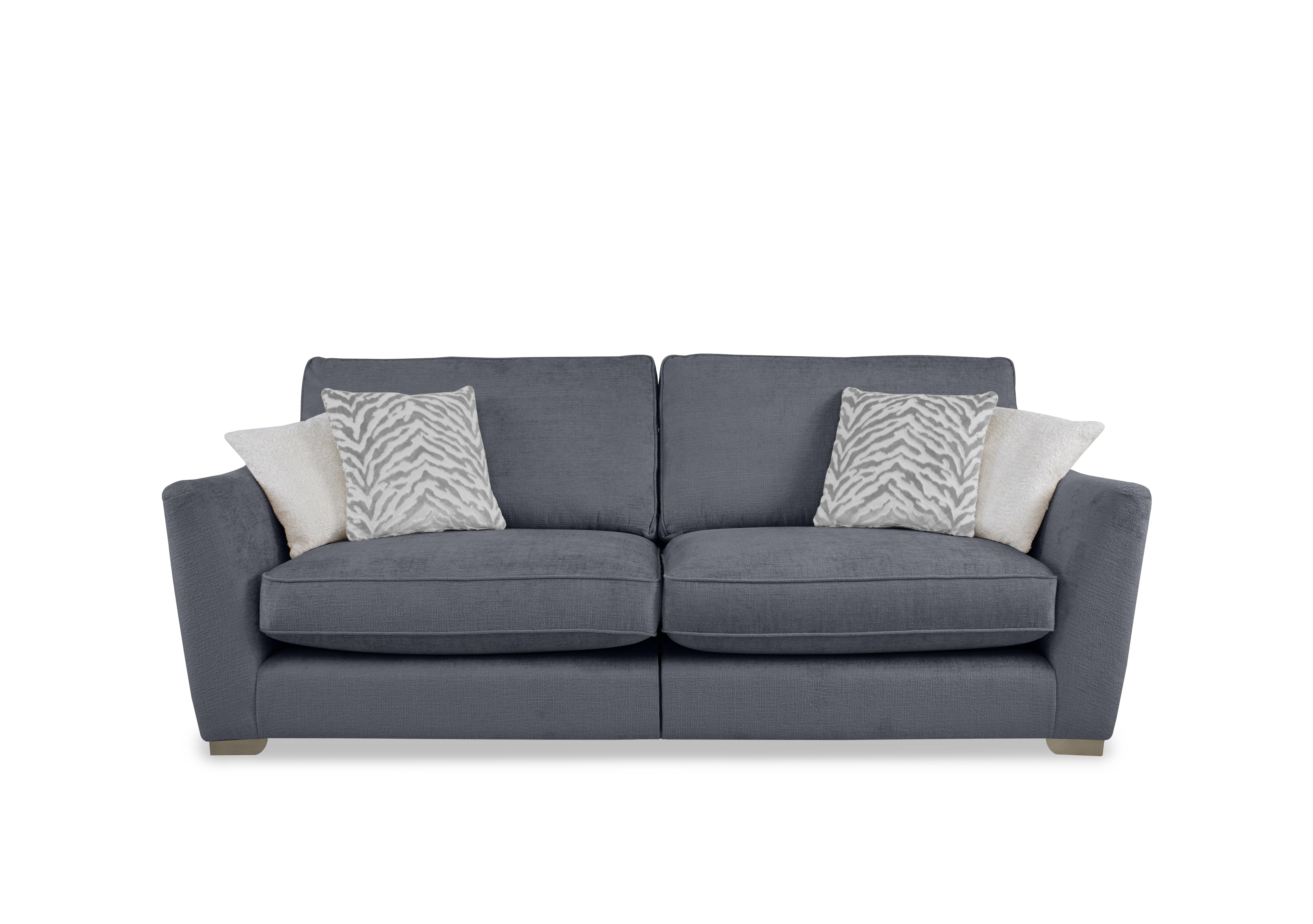Boujee 4 Seater Split Frame Classic Back Sofa in Lustro Steel Ct on Furniture Village