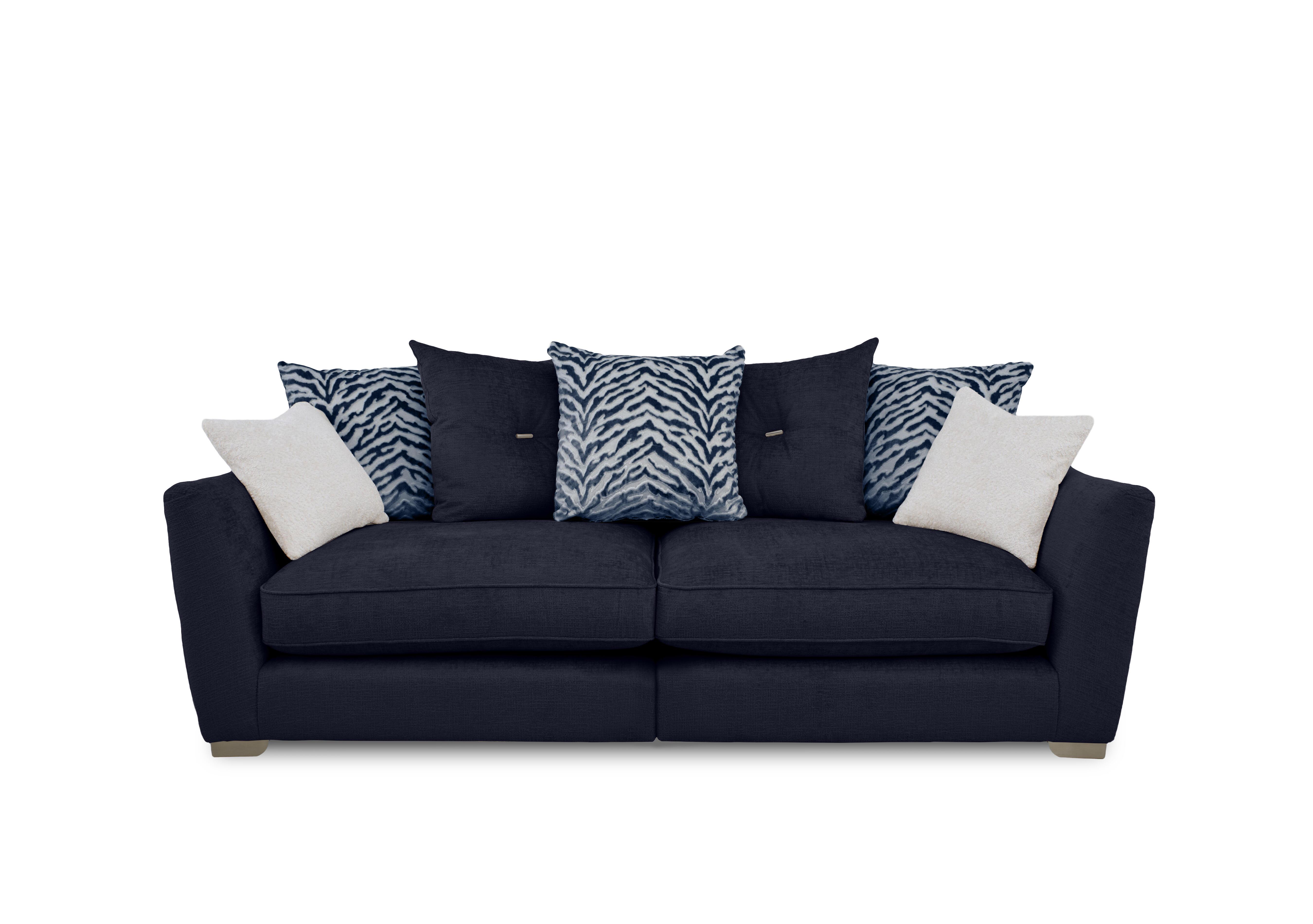 Boujee 4 Seater Split Frame Scatter Back Sofa in Lustro Indigo Ct on Furniture Village