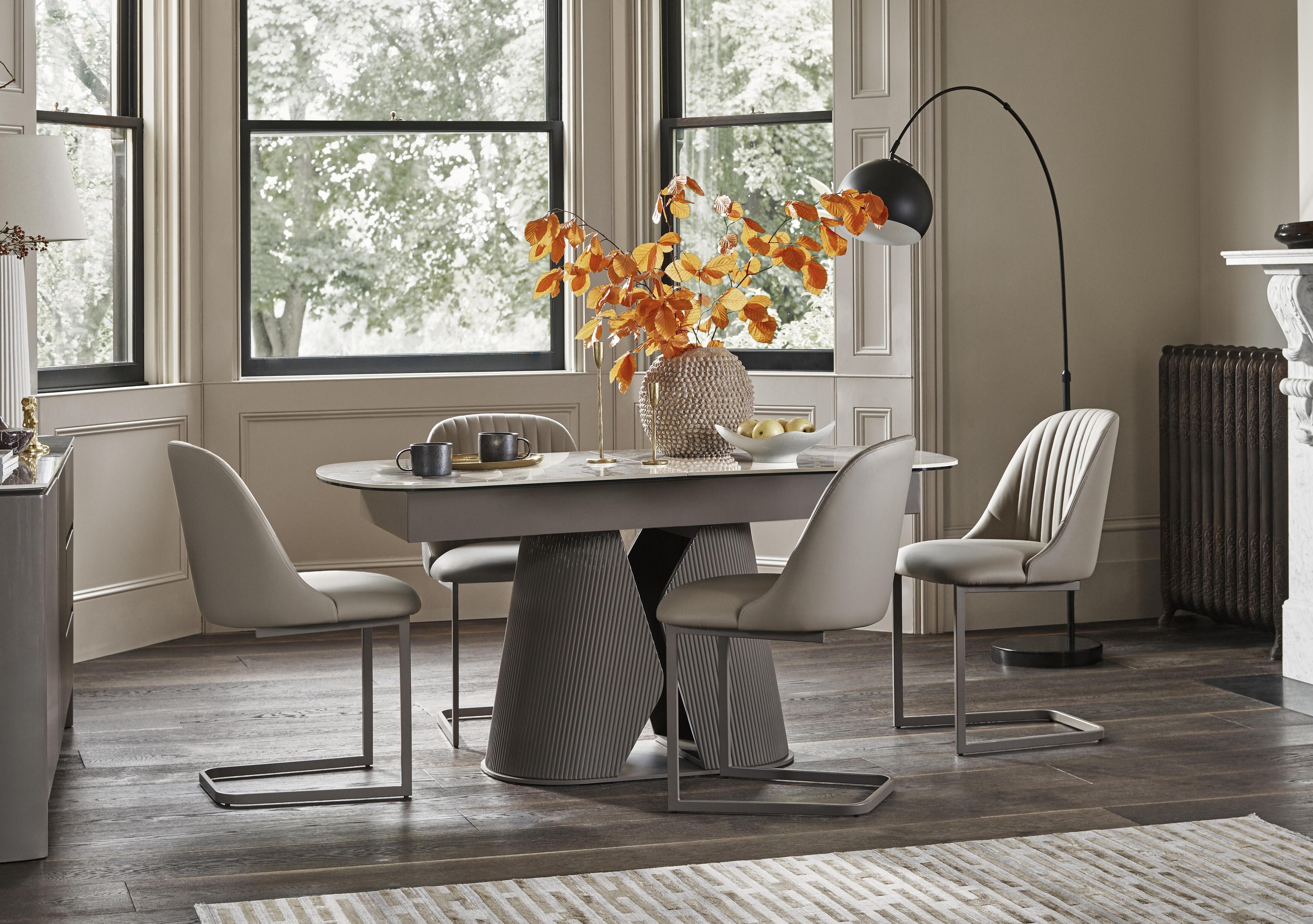 Ivy Extending Dining Table and 4 Cantilever Dining Chairs in  on Furniture Village