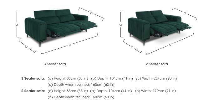 Elphaba 2 Seater and 3 Seater Fabric Power Recliner Sofas with Storage Arms Set in  on Furniture Village