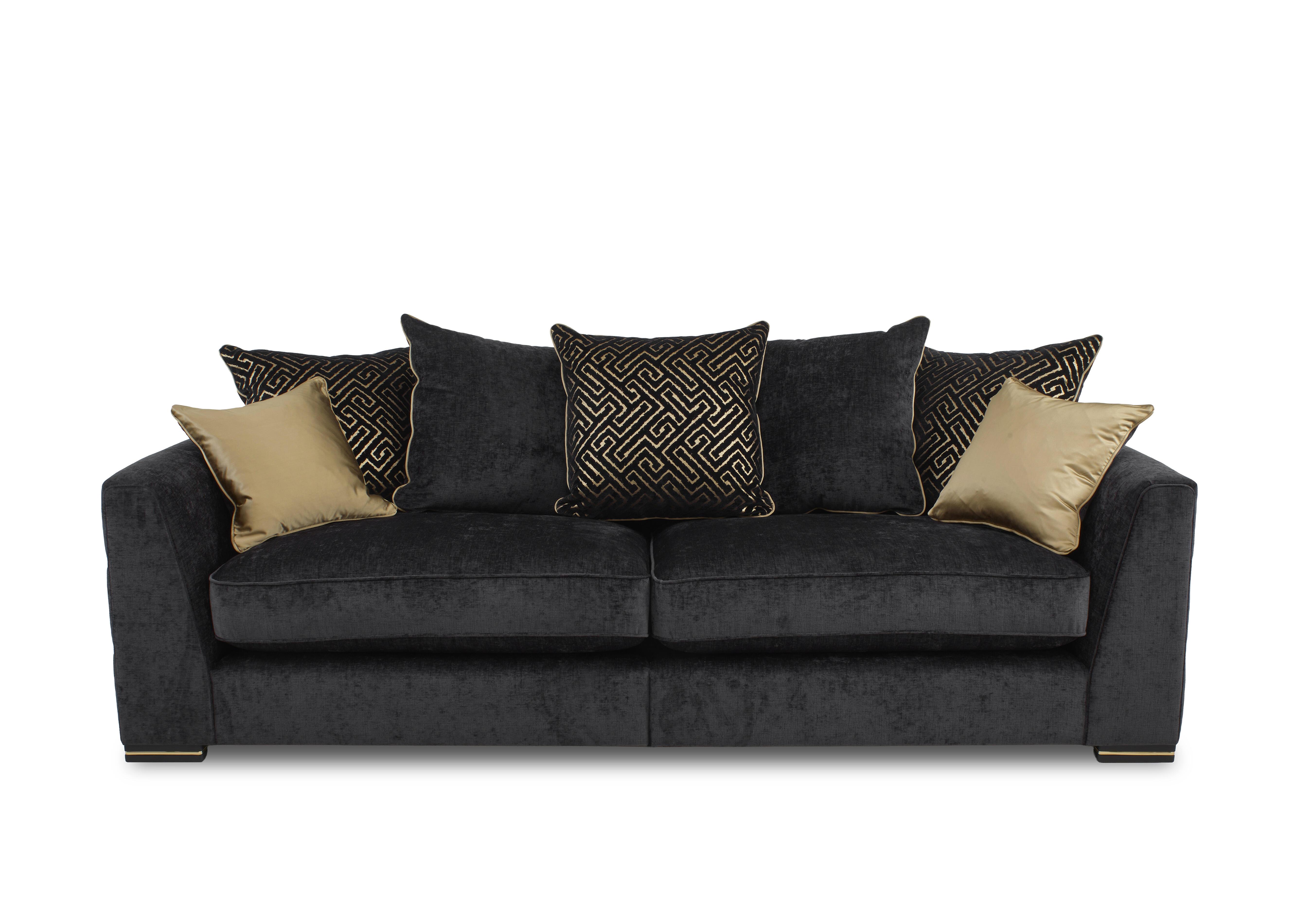 Bellissimo 4 Seater Split Frame Scatter Back Sofa in Mirage Black - Gold Cp on Furniture Village