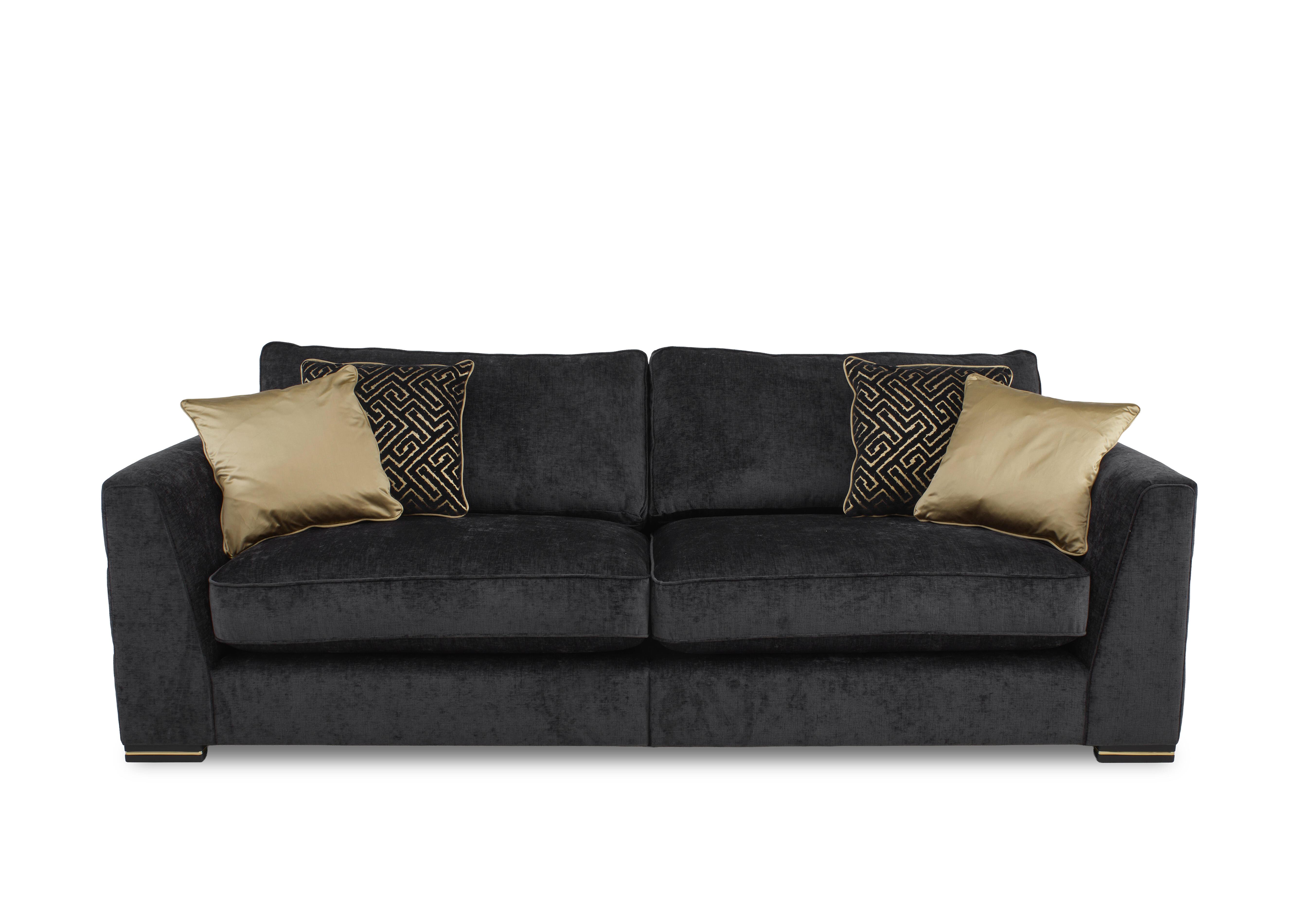 Bellissimo 4 Seater Split Frame Classic Back Sofa in Mirage Black - Gold Cp on Furniture Village