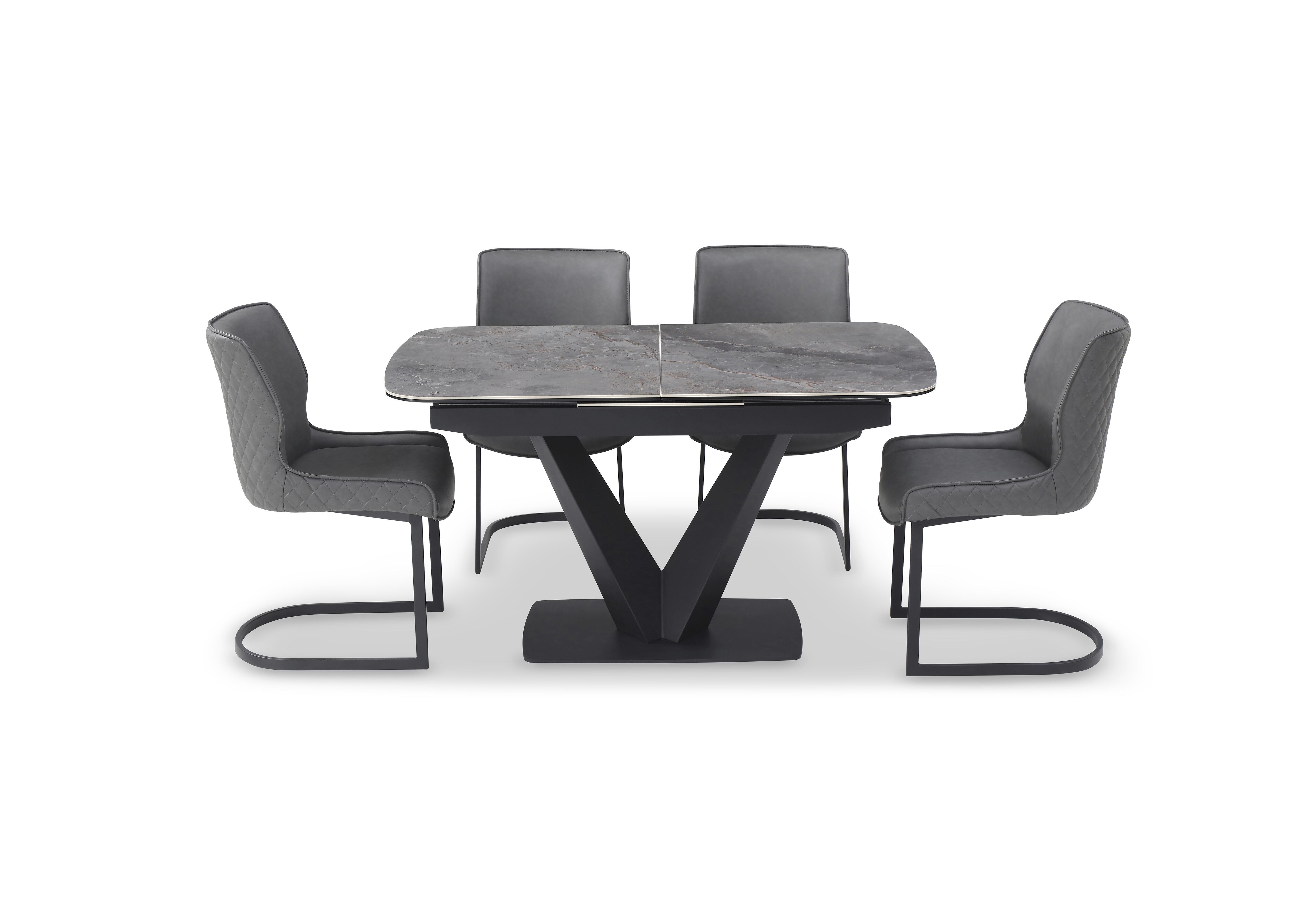 Cupra Pop Up Extending Dining Table and 4 Dining Chairs in Charcoal on Furniture Village