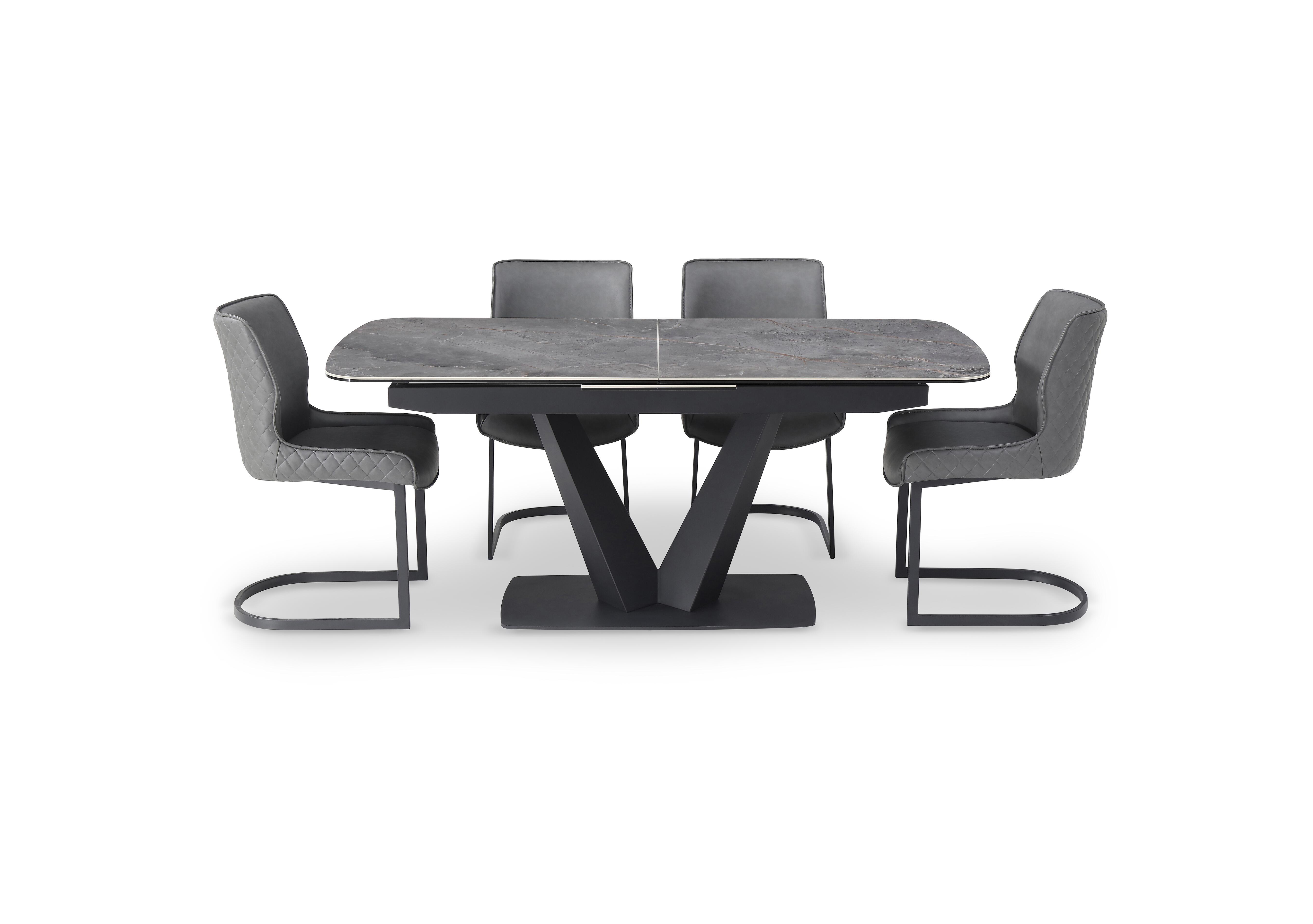 Cupra Pop Up Extending Dining Table and 4 Dining Chairs in Charcoal on Furniture Village