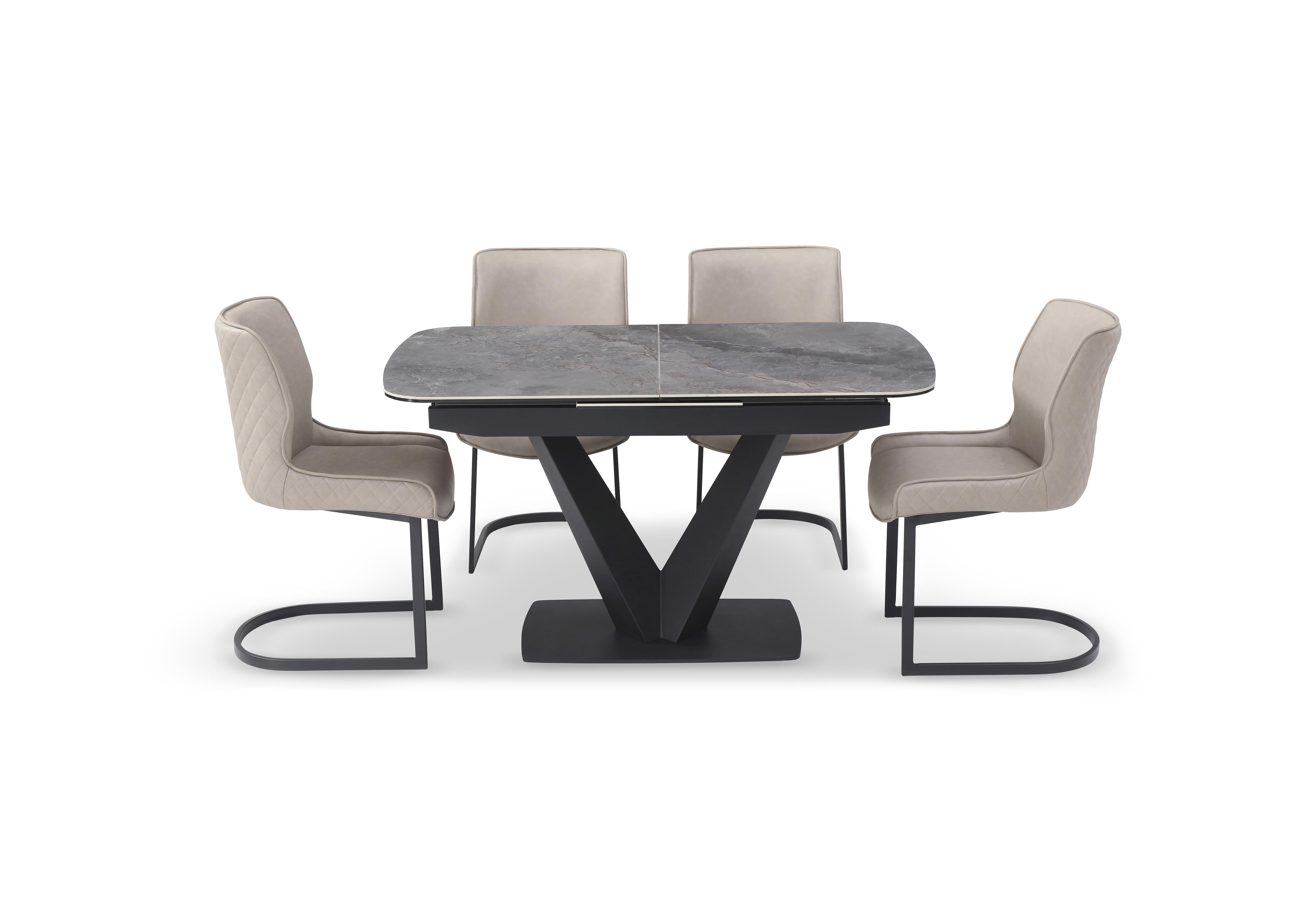 Cupra Pop Up Extending Dining Table and 4 Dining Chairs in Taupe on Furniture Village