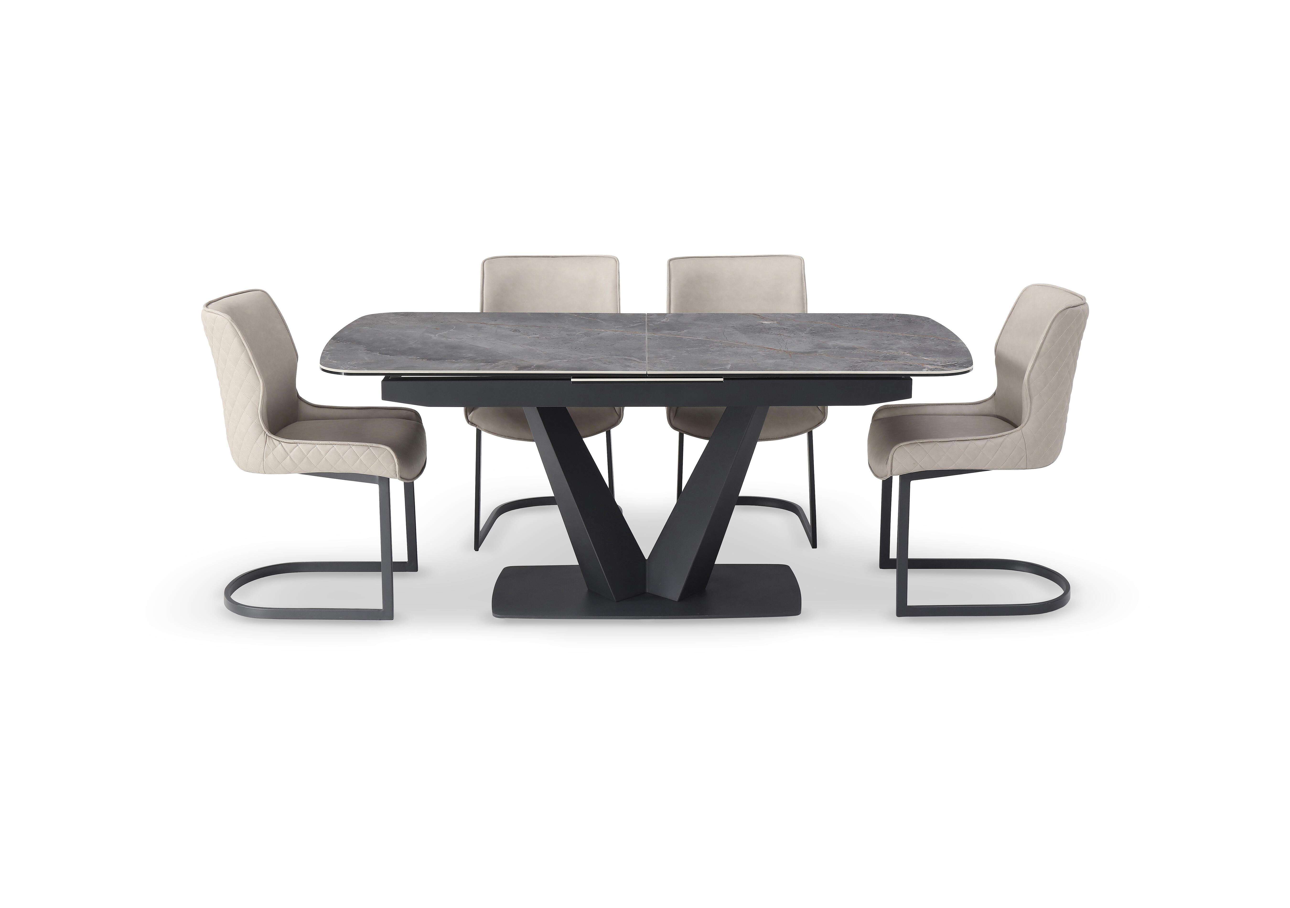 Cupra Pop Up Extending Dining Table and 4 Dining Chairs in Taupe on Furniture Village