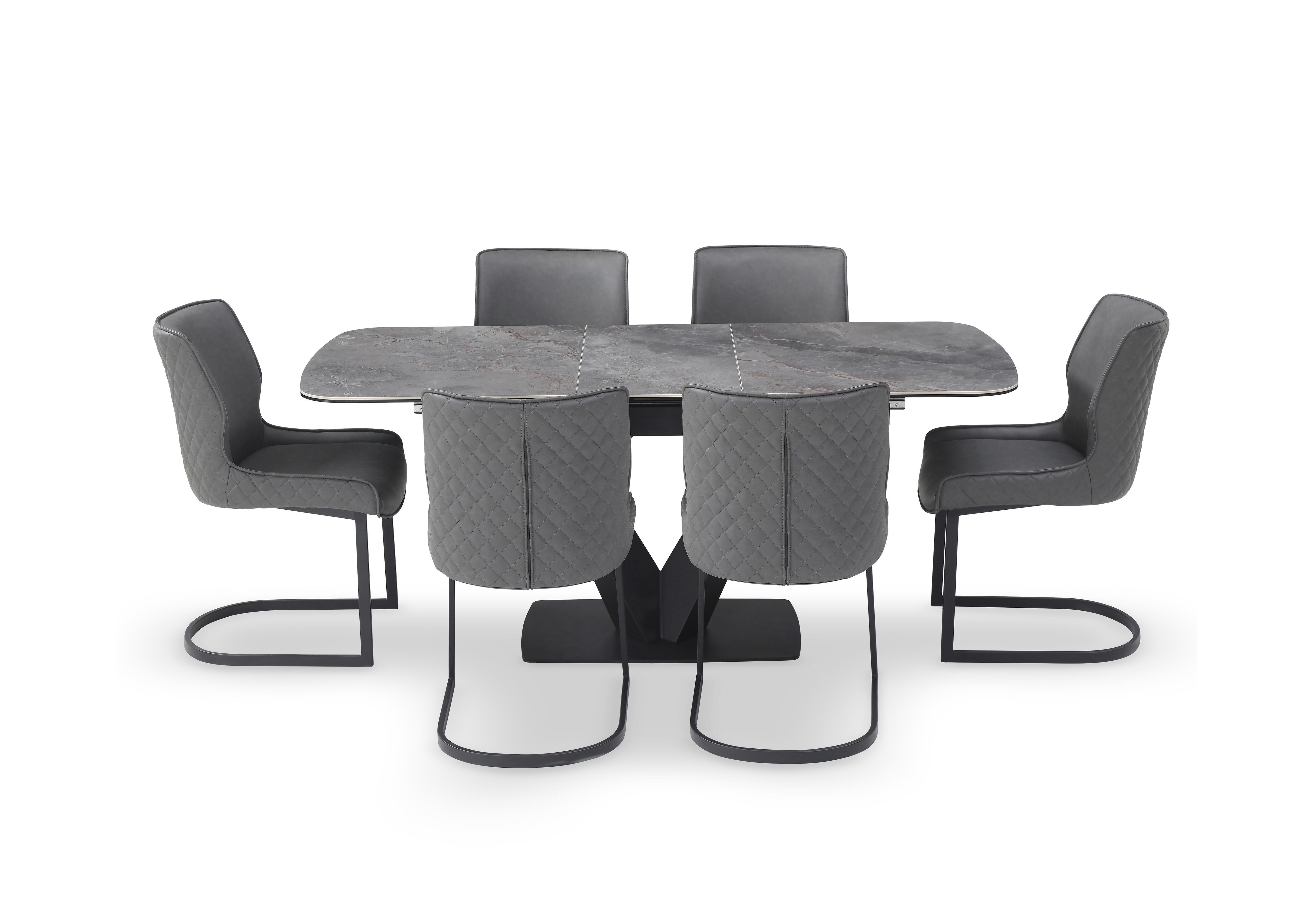 Cupra Pop Up Extending Dining Table and 6 Dining Chairs in Charcoal on Furniture Village