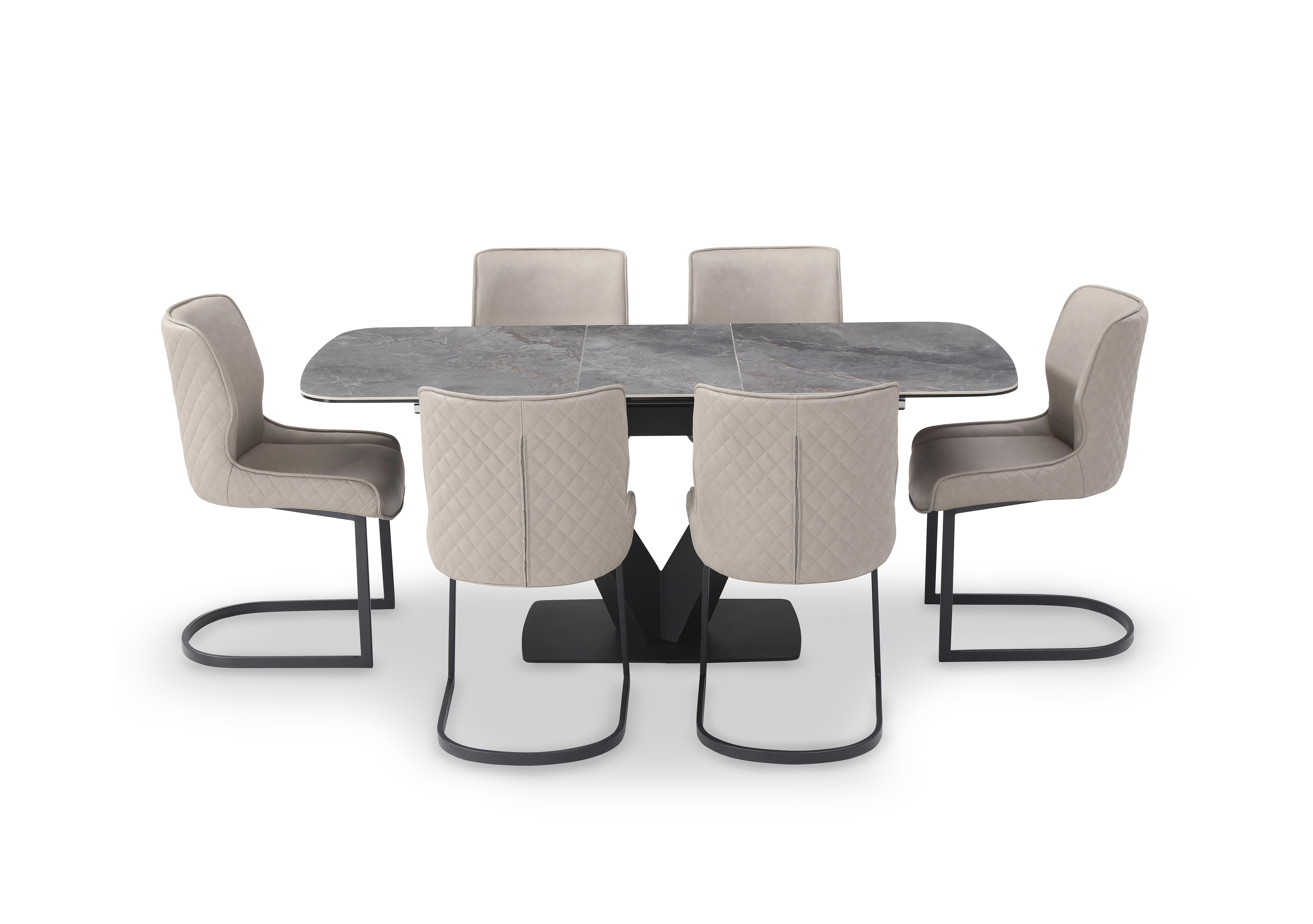 Cupra Pop Up Extending Dining Table and 6 Dining Chairs in Taupe on Furniture Village