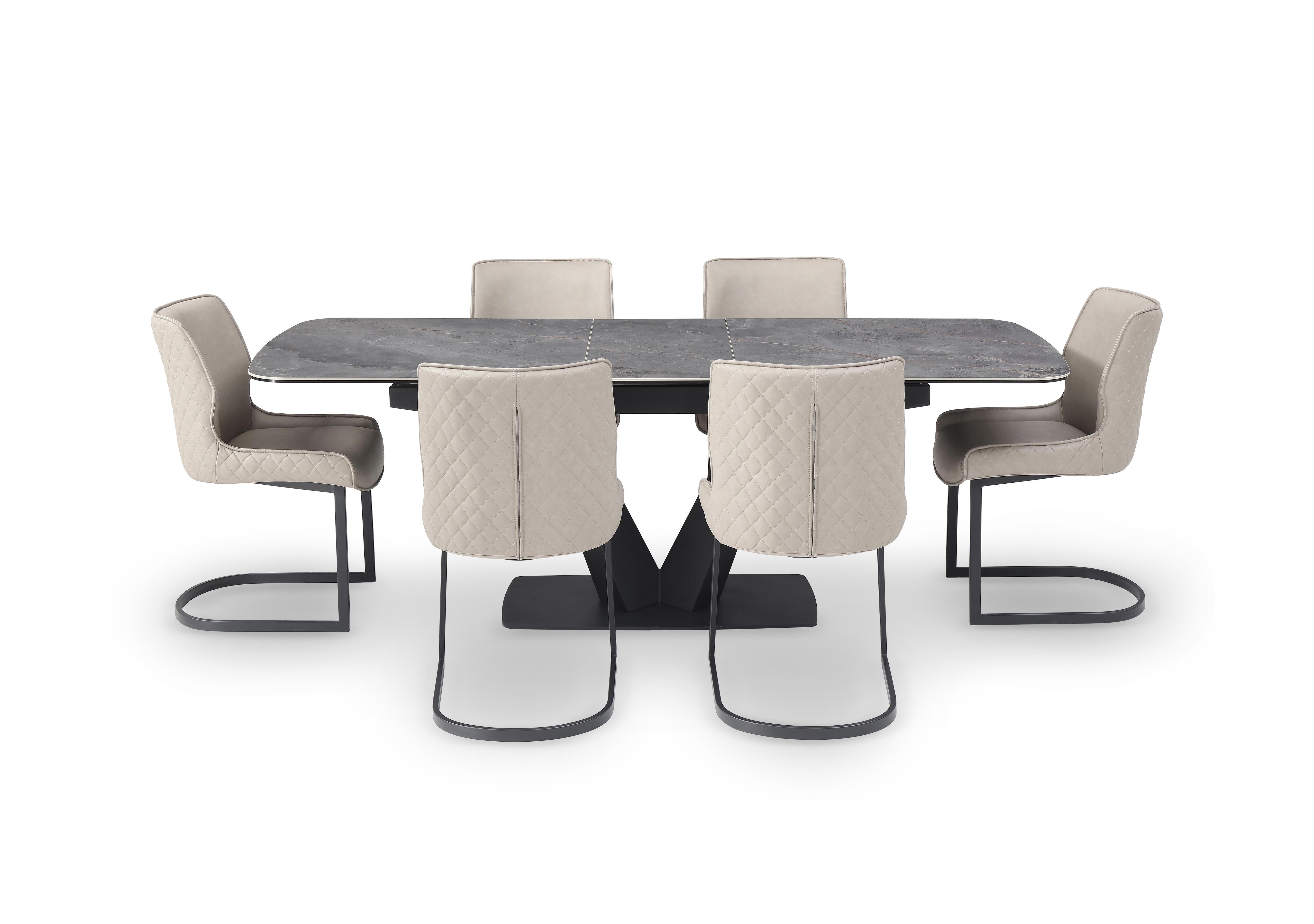 Cupra Pop Up Extending Dining Table and 6 Dining Chairs in Taupe on Furniture Village
