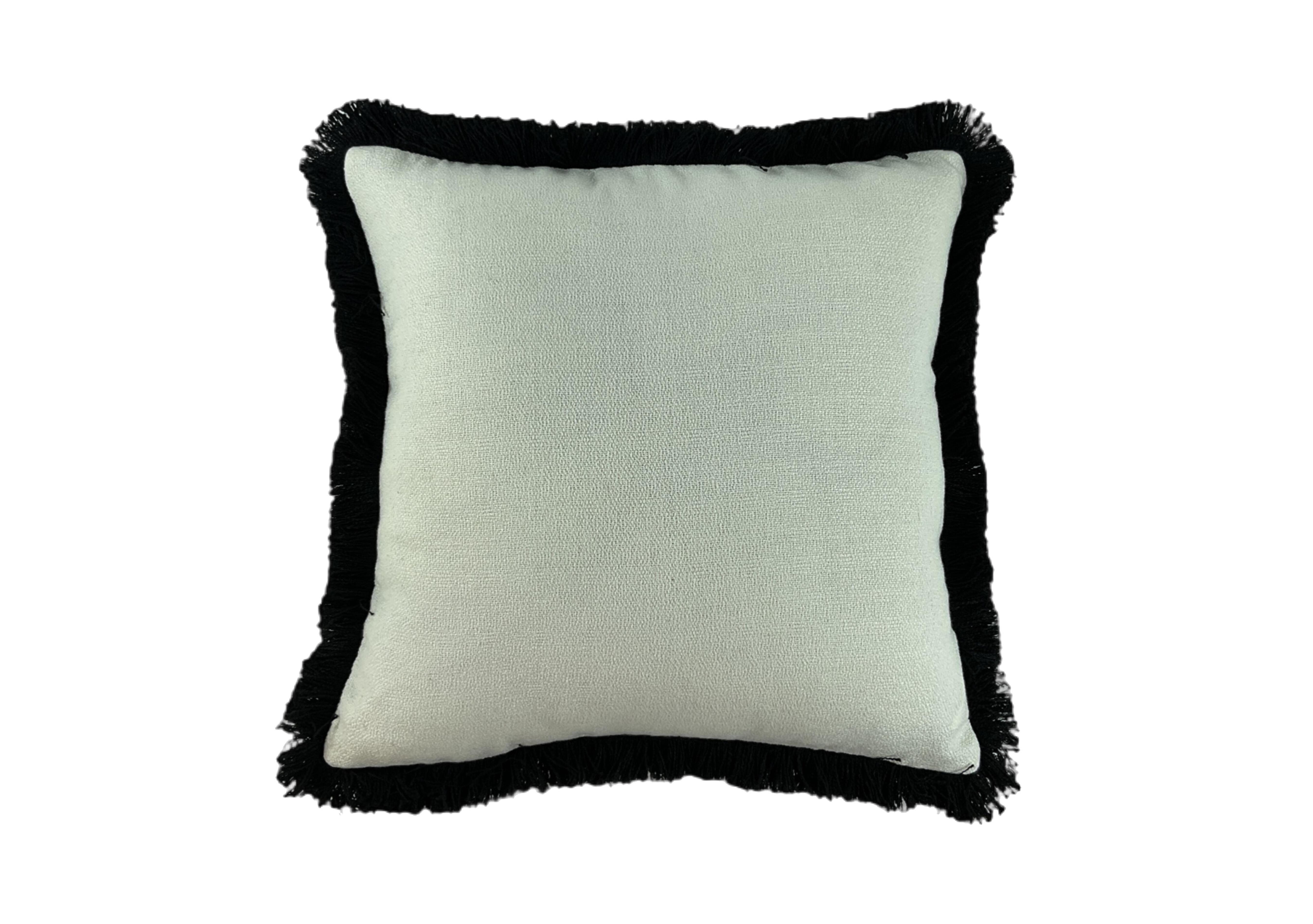 Fringed Hugo Large Cushion in Black on Furniture Village