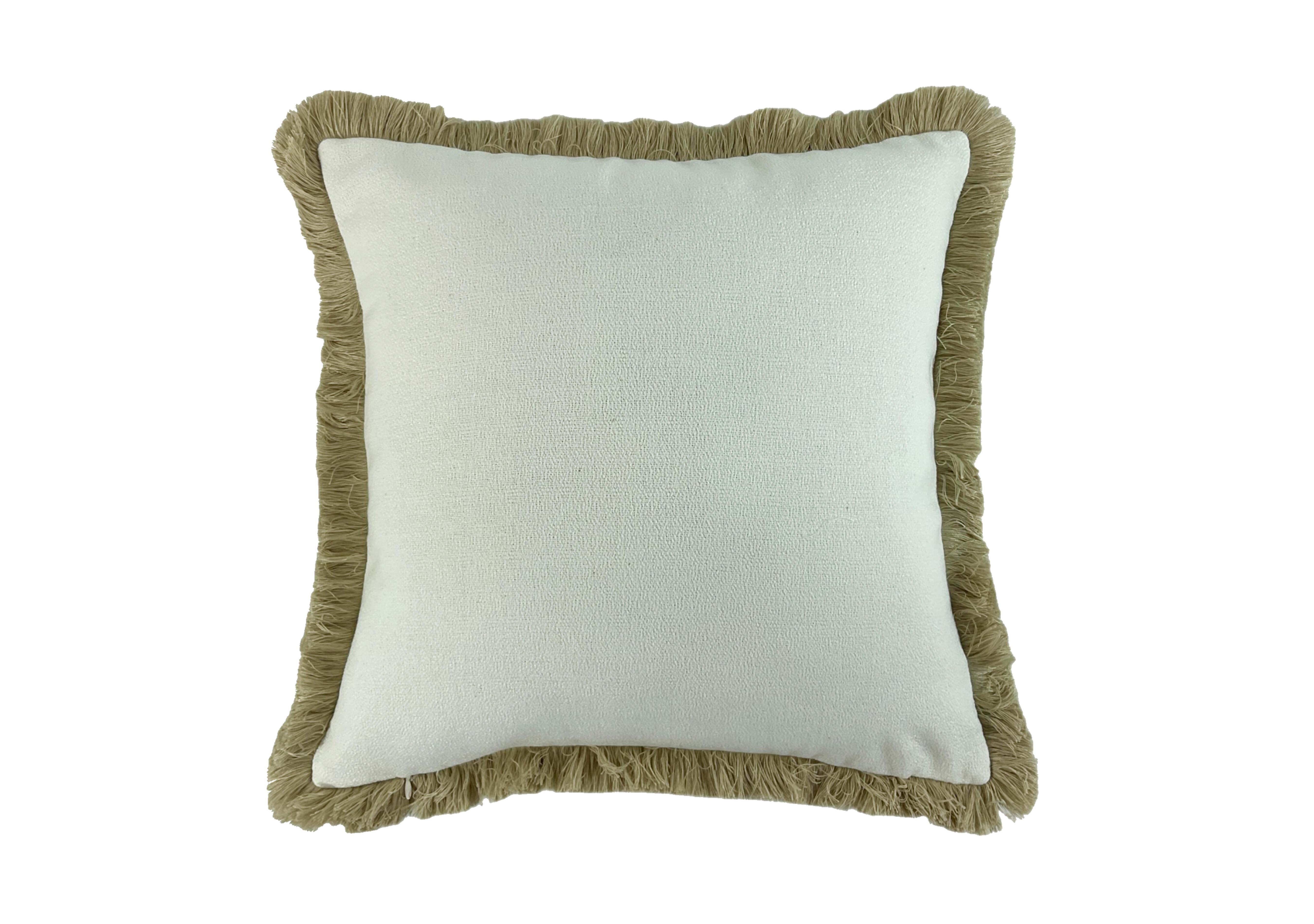 Fringed Hugo Large Cushion in Natural on Furniture Village