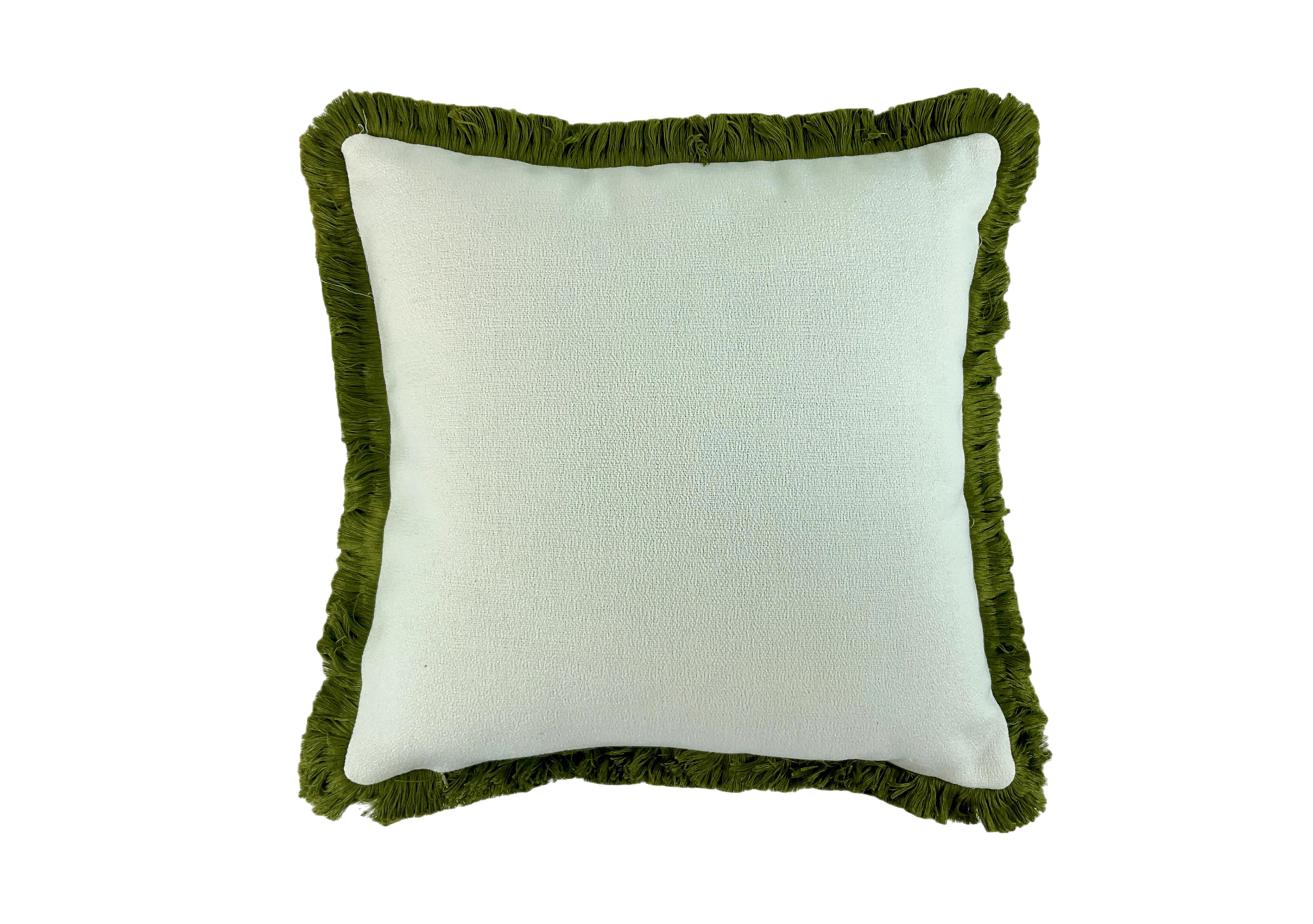 Fringed Hugo Large Cushion in Olive on Furniture Village