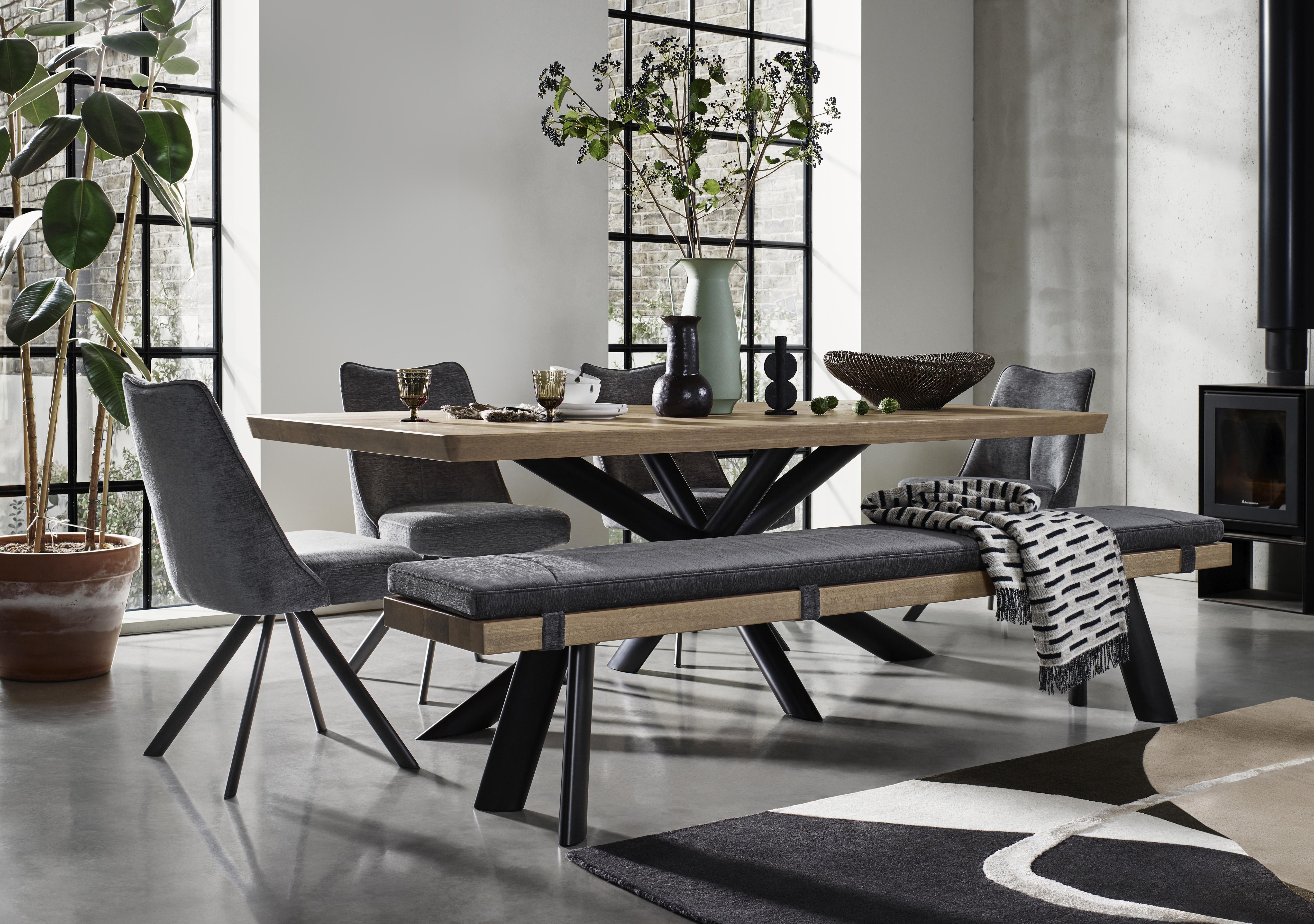 Athena Soft Edge Dining Table, Dining Bench and 4 Swivel Dining Chairs in  on Furniture Village