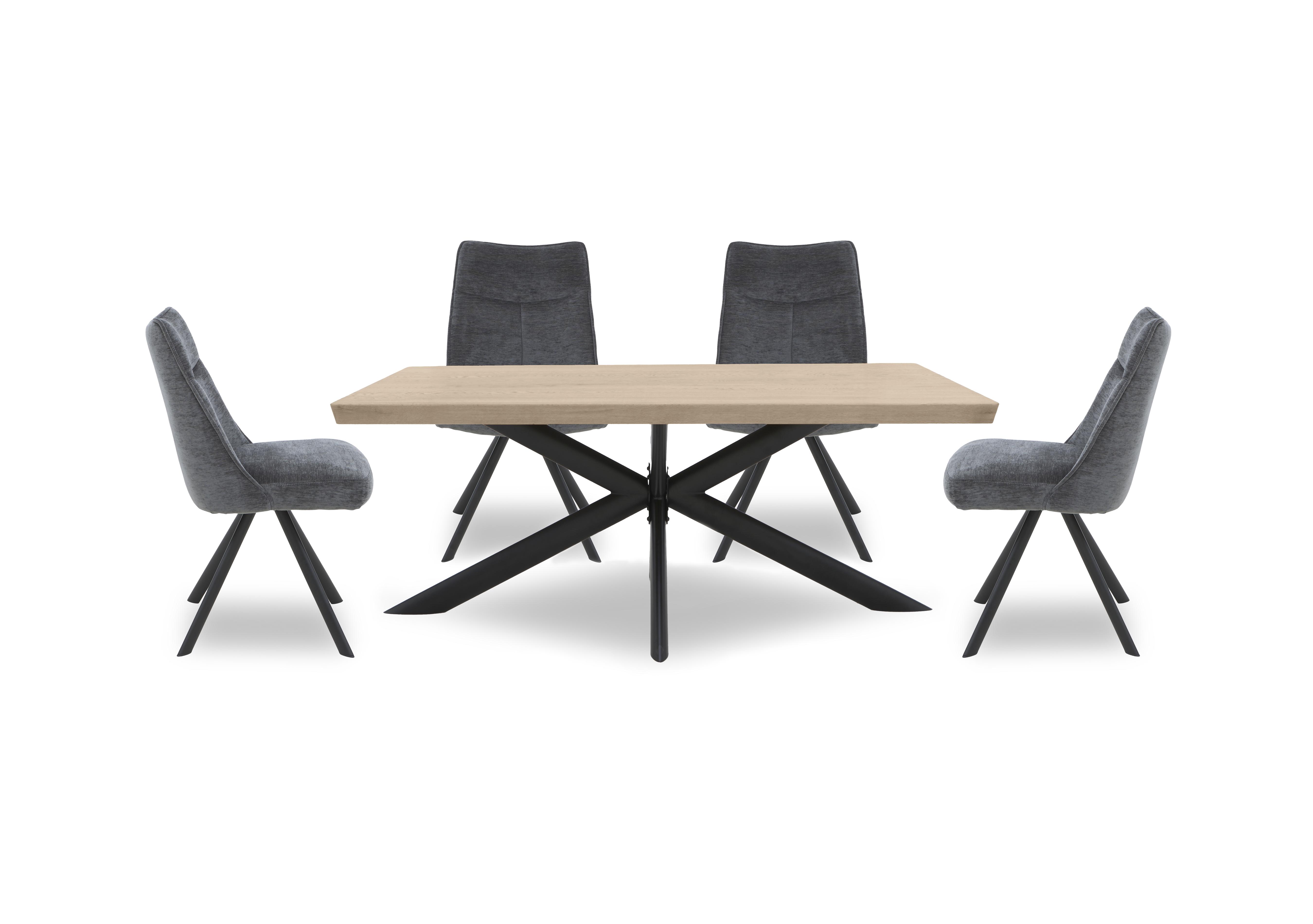 Athena 160cm Compact Soft Edge Dining Table and 4 Swivel Dining Chairs in 33 Storm Wood on Furniture Village