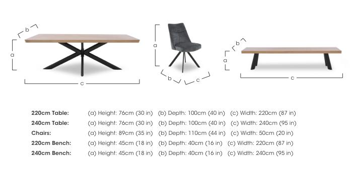 Athena Soft Edge Dining Table, Dining Bench and 3 Swivel Dining Chairs in  on Furniture Village