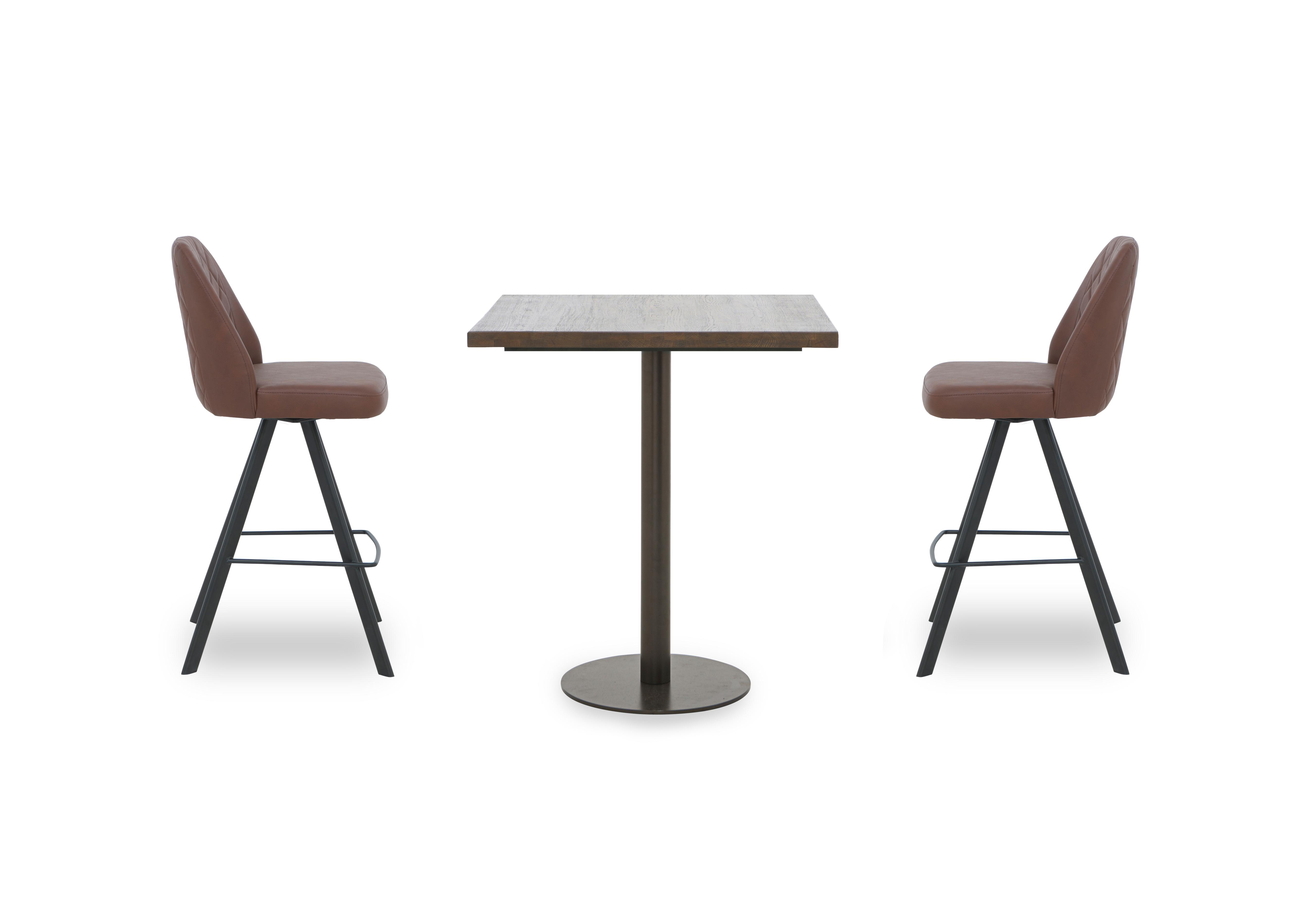 Jupiter Small Bar Table with 2 Swivel Bar Stools in Tan on Furniture Village