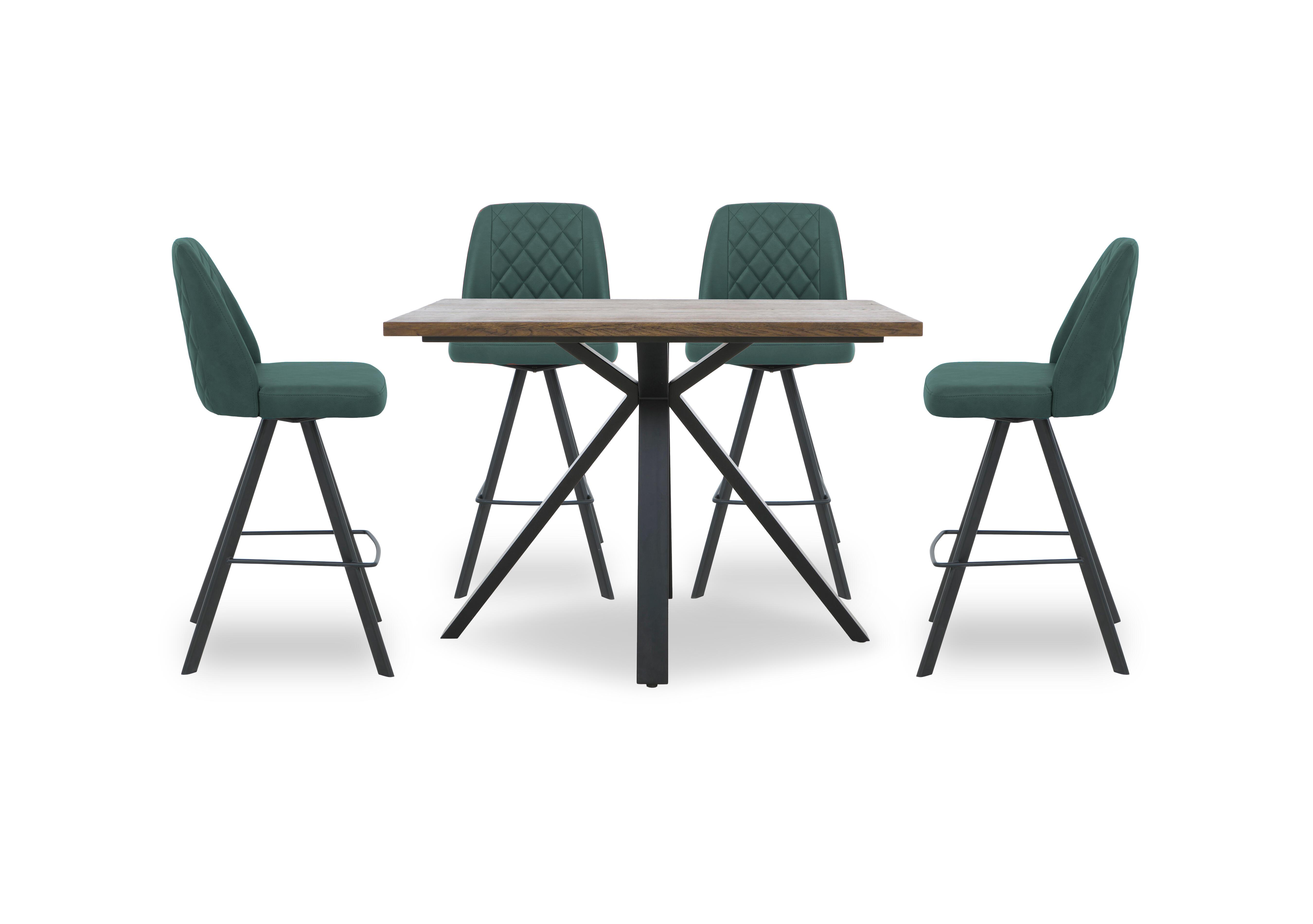Jupiter Large Bar Table with 4 Swivel Bar Stools in Green on Furniture Village