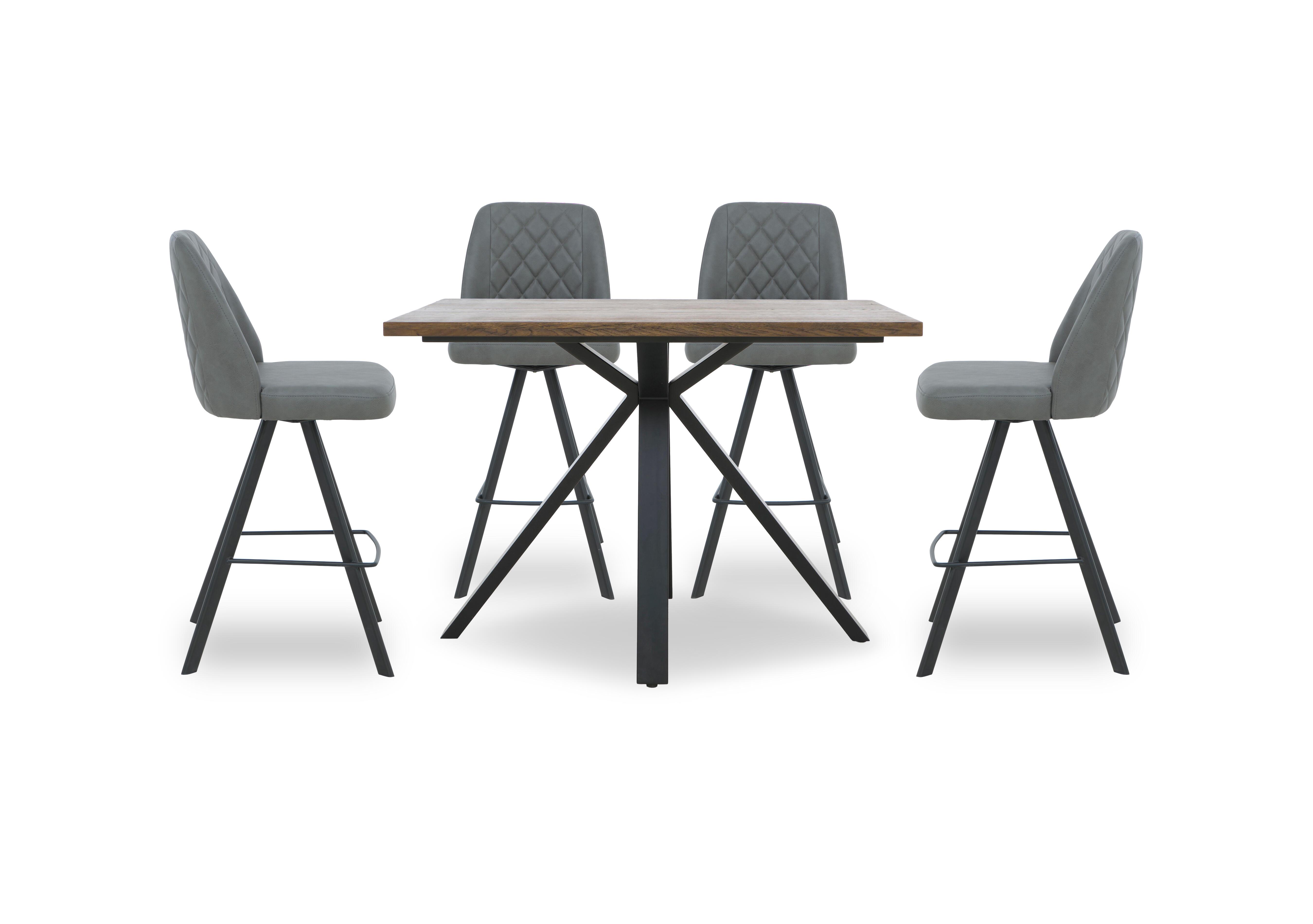 Jupiter Large Bar Table with 4 Swivel Bar Stools in Grey on Furniture Village