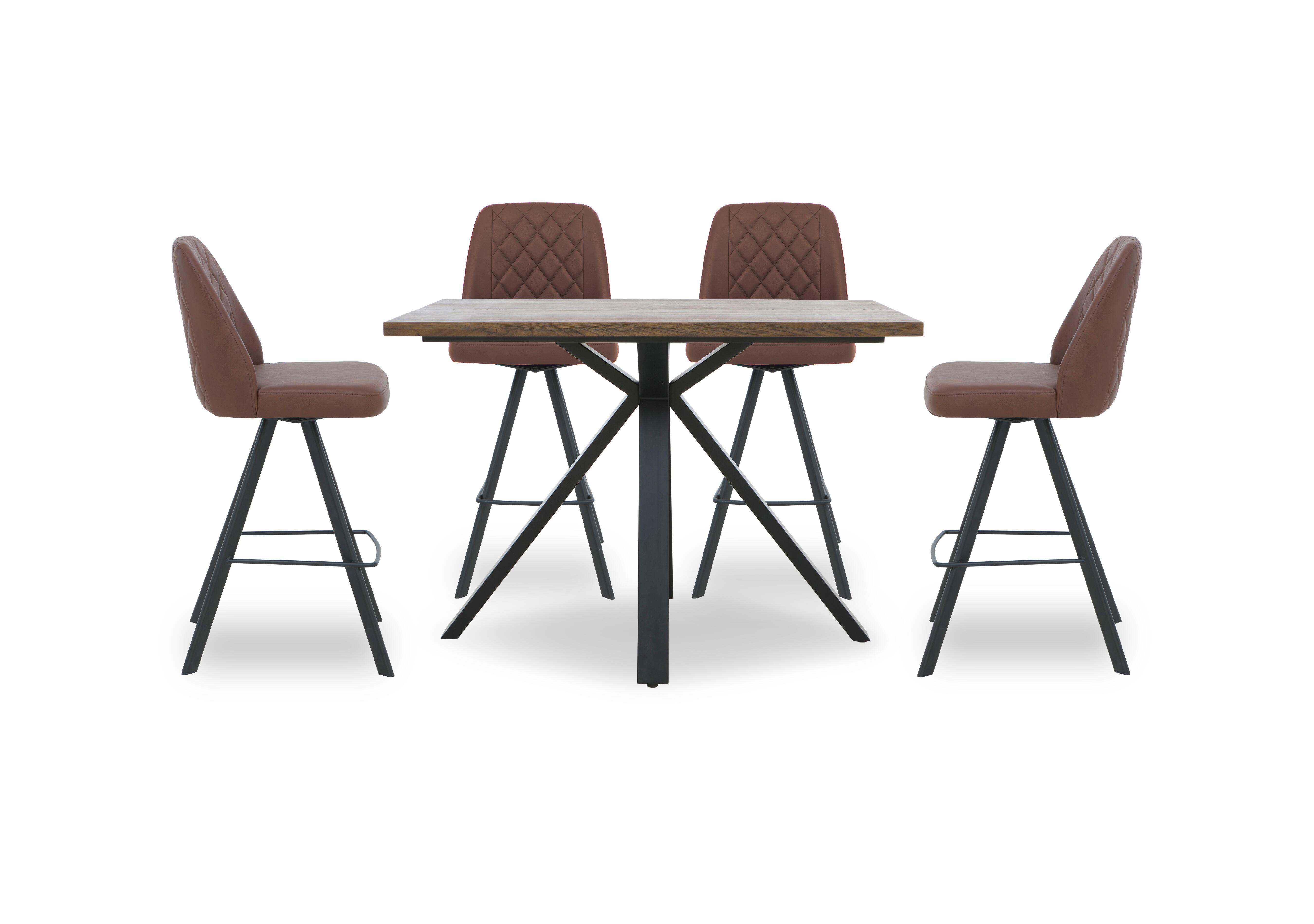 Jupiter Large Bar Table with 4 Swivel Bar Stools in Tan on Furniture Village