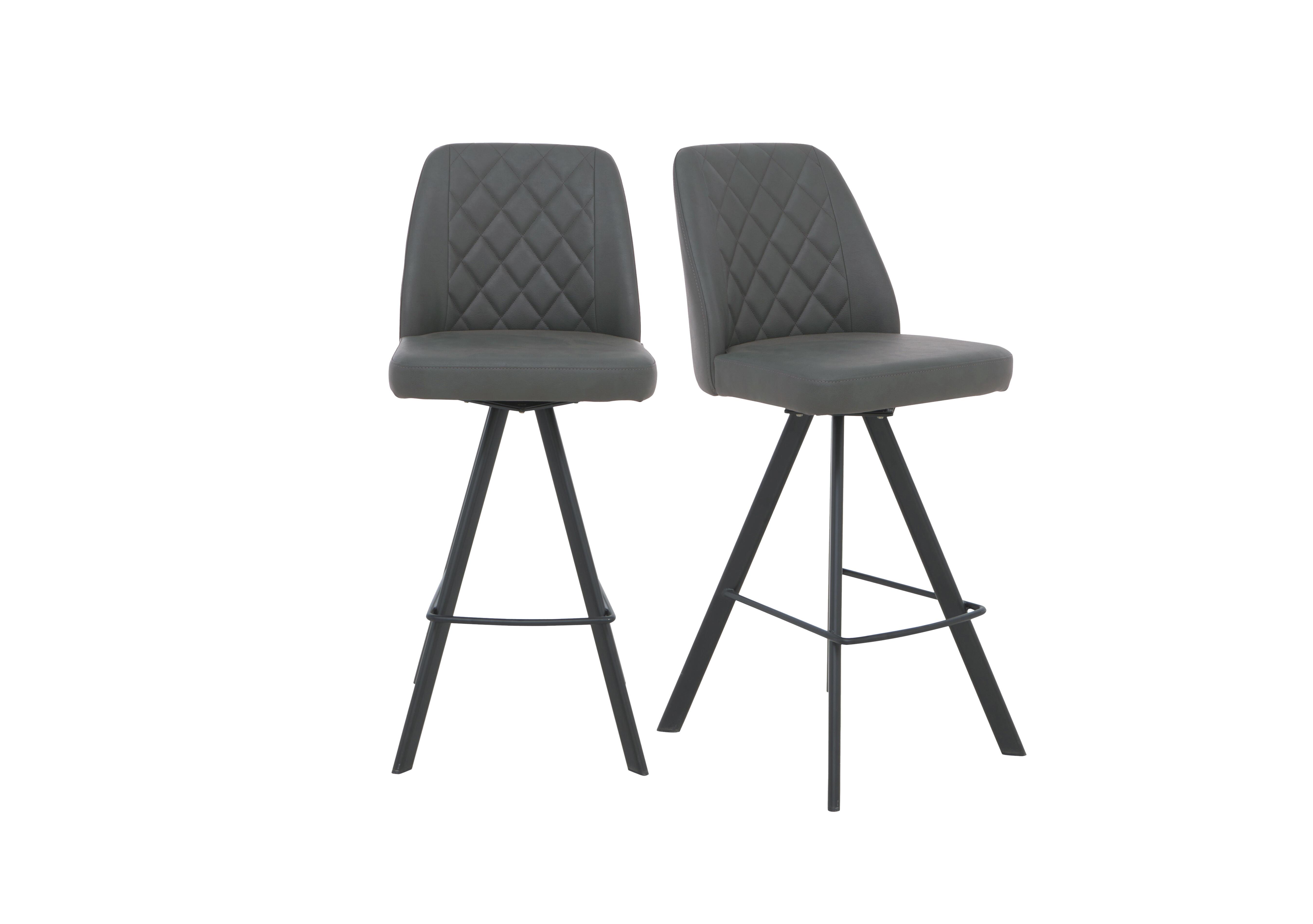 Jupiter Pair of Swivel Bar Stools in Grey on Furniture Village