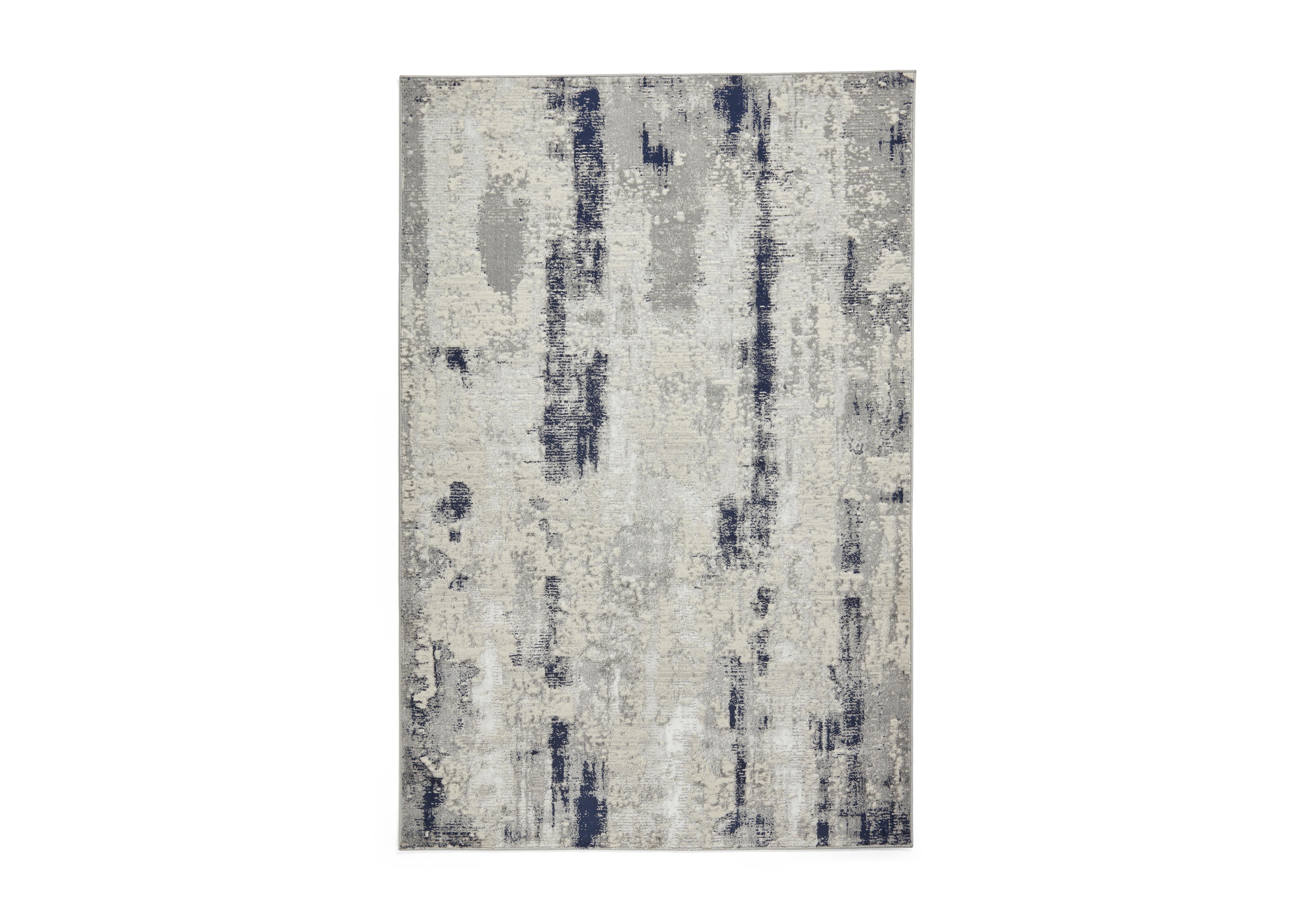 Virella Rug in White - Blue on Furniture Village
