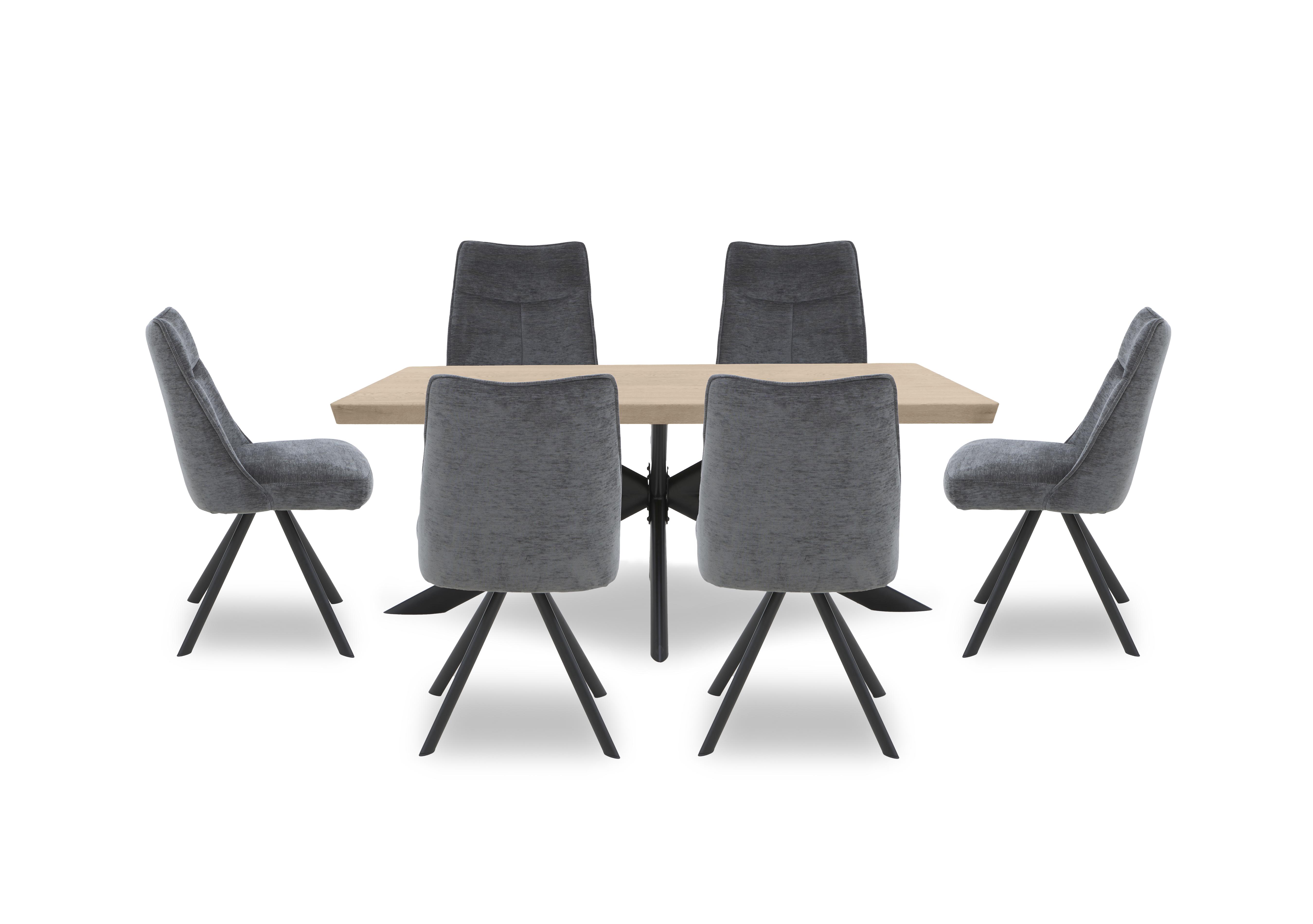 Athena 160cm Compact Soft Edge Dining Table and 6 Swivel Dining Chairs in 33 Storm Wood on Furniture Village
