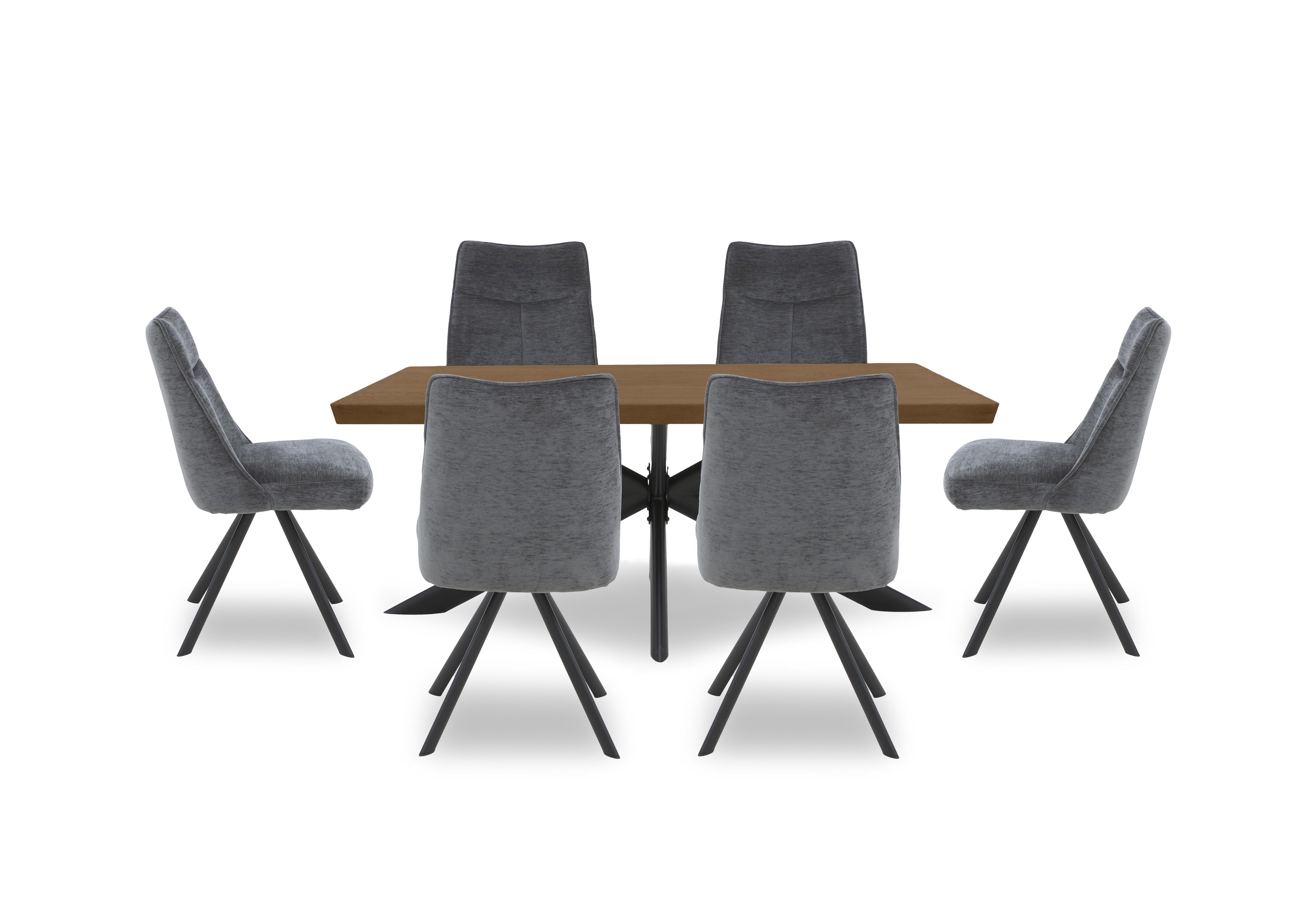 Athena 160cm Compact Soft Edge Dining Table and 6 Swivel Dining Chairs ...