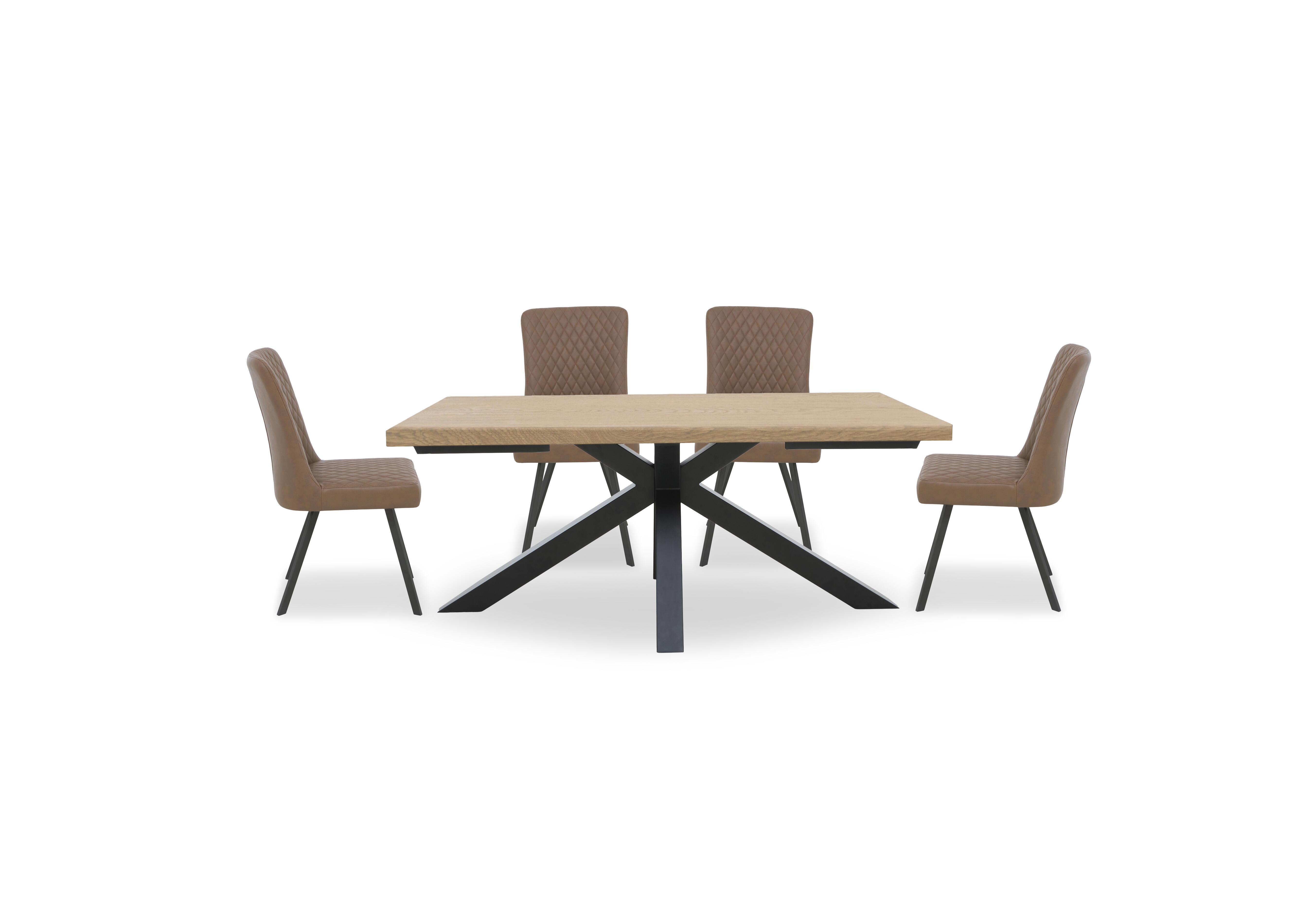 Earth Star Base Dining Table and 4 Dining Chairs in Tan on Furniture Village