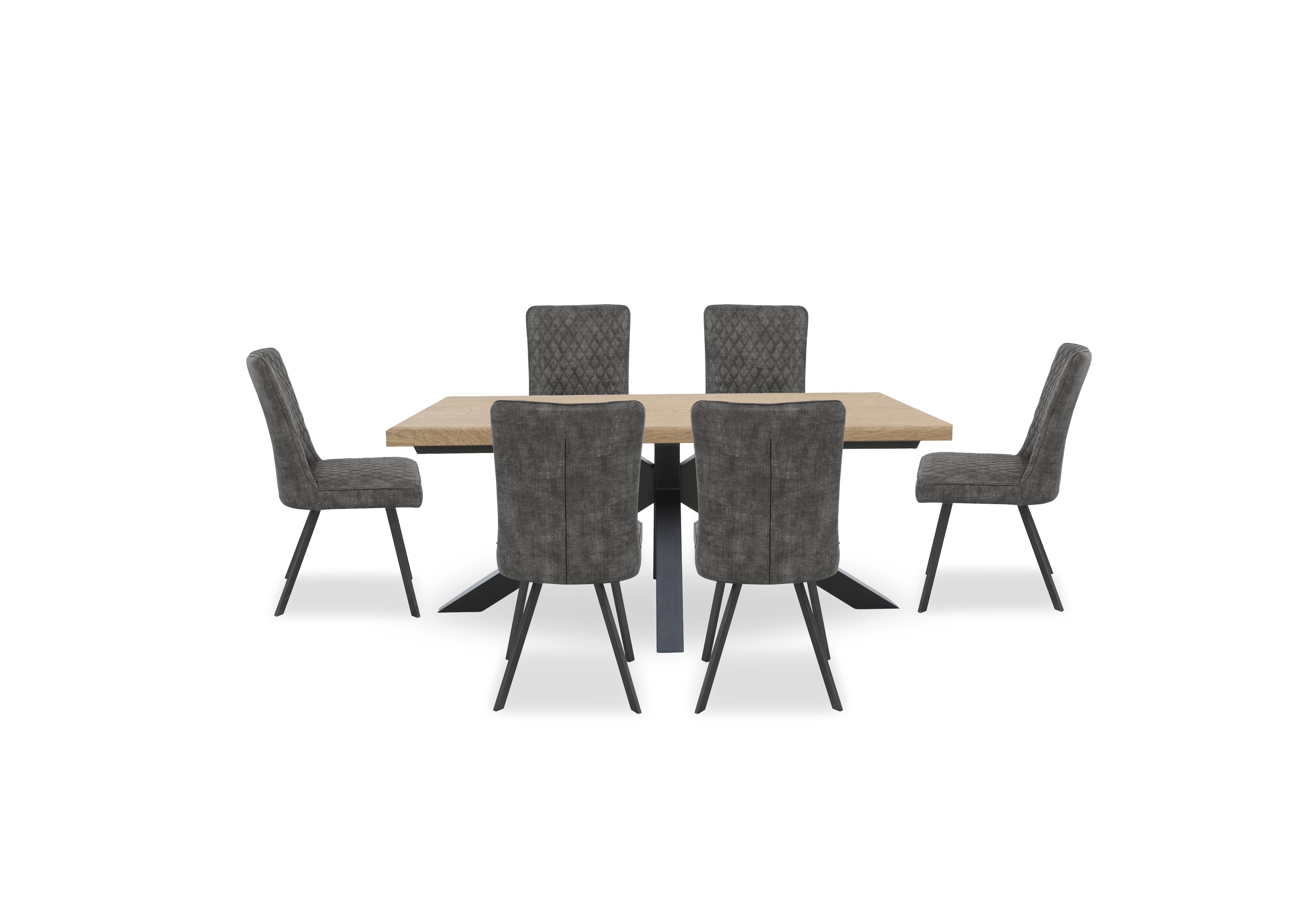 Earth Star Base Dining Table and 6 Dining Chairs in Graphite on Furniture Village