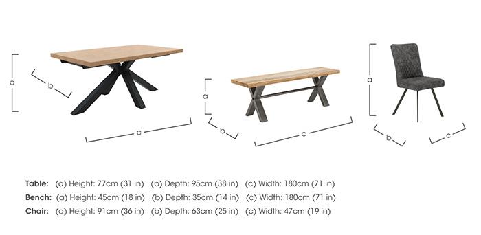 Earth Star Base Dining Table, Large Dining Bench and 4 Dining Chairs in  on Furniture Village
