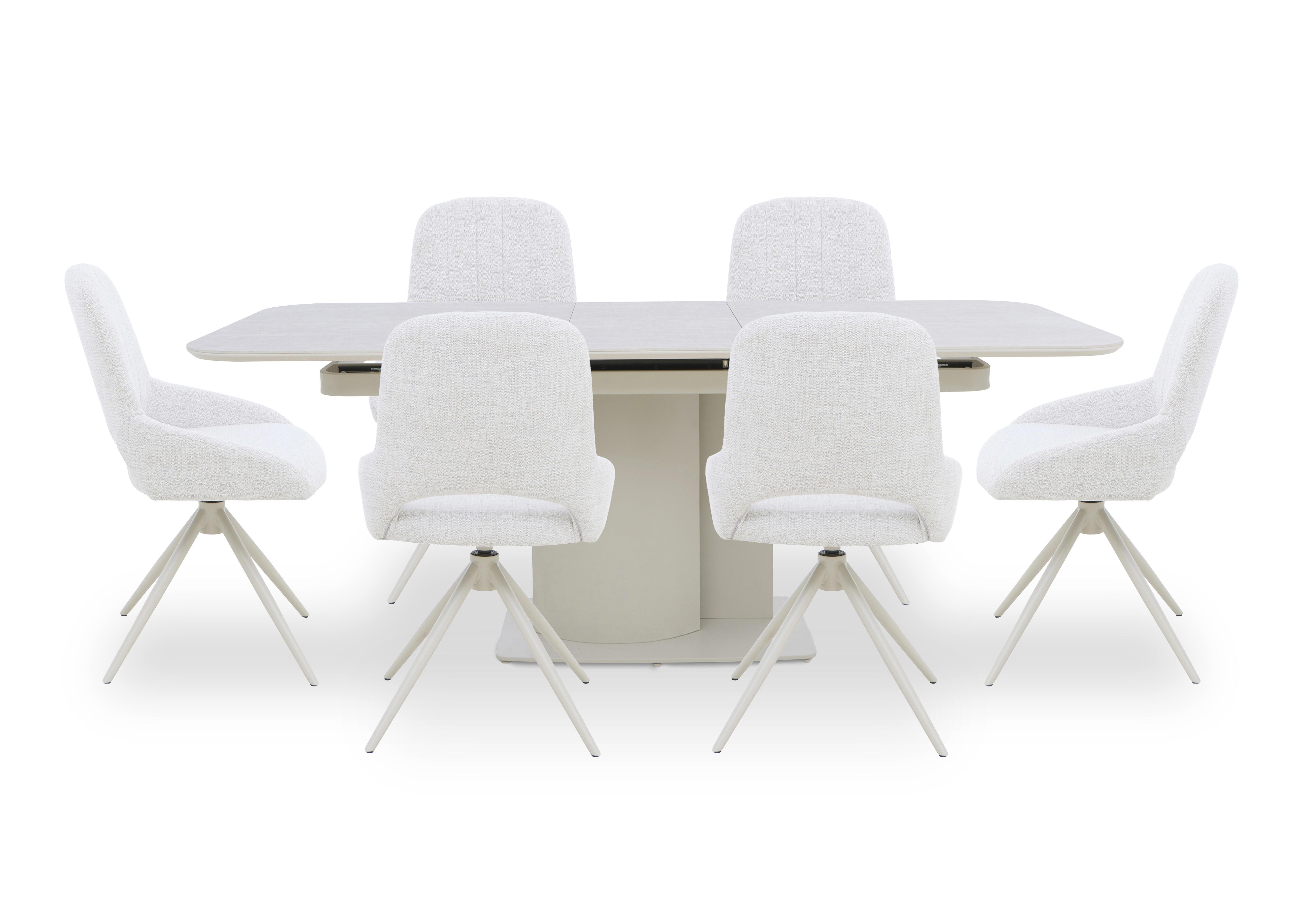 Pebble Pop Up Extending Dining Table and 6 Swivel Dining Chairs in  on Furniture Village